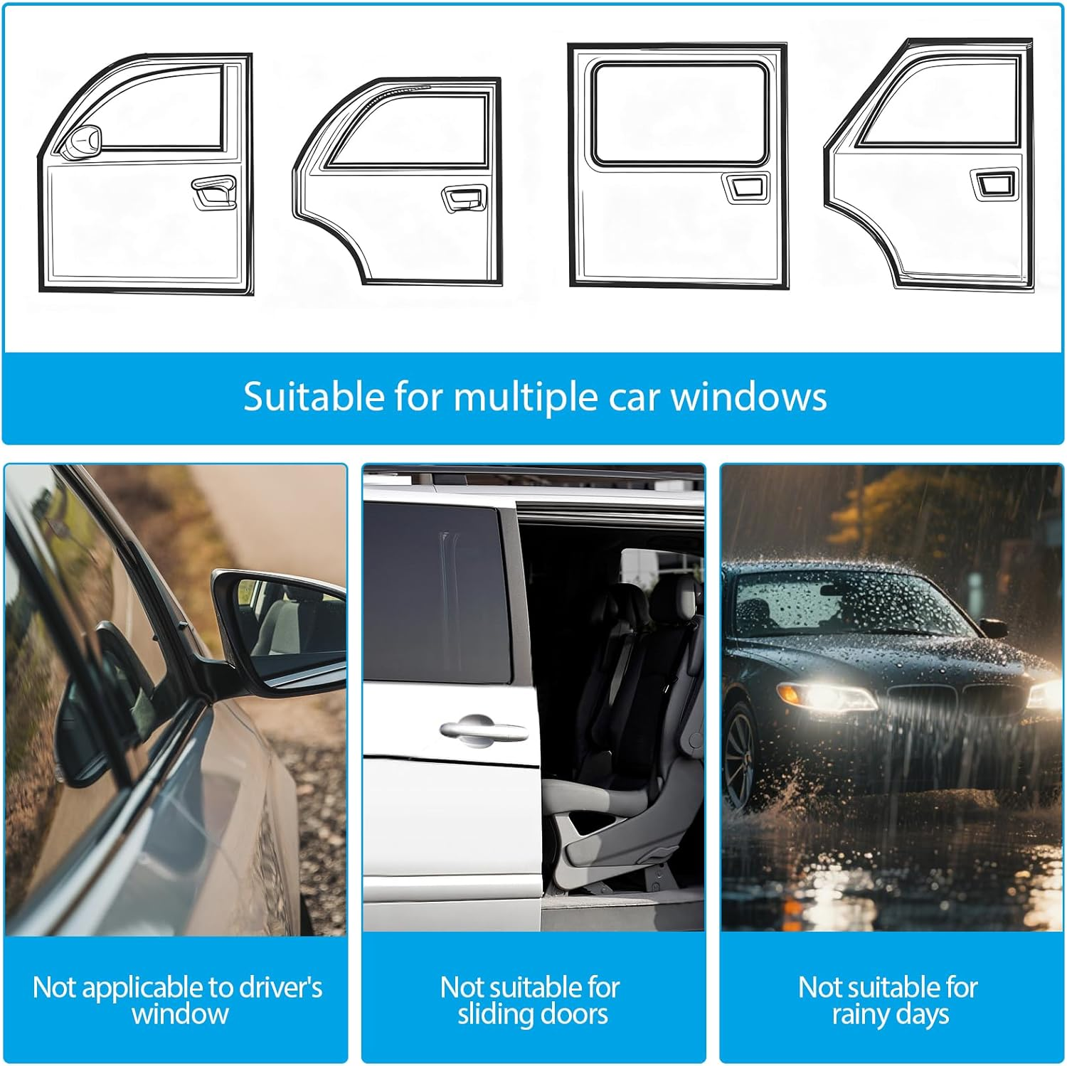 Car Window Shades 4Pcs, High Elastic Car Sun Shades for Front and Rear Windows, UV Protection and Heat Block, Breathable Car Window Shade for Baby, Camping and Family Privacy image number 2