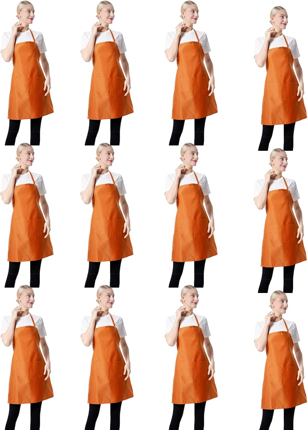 TSD STORY 12 Pcs Bib Bulk Black Aprons for Women Men Adult Girls Unisex with 2 Pockets, Baking Cooking Kitchen Painting Apron (Black,12 Pcs)