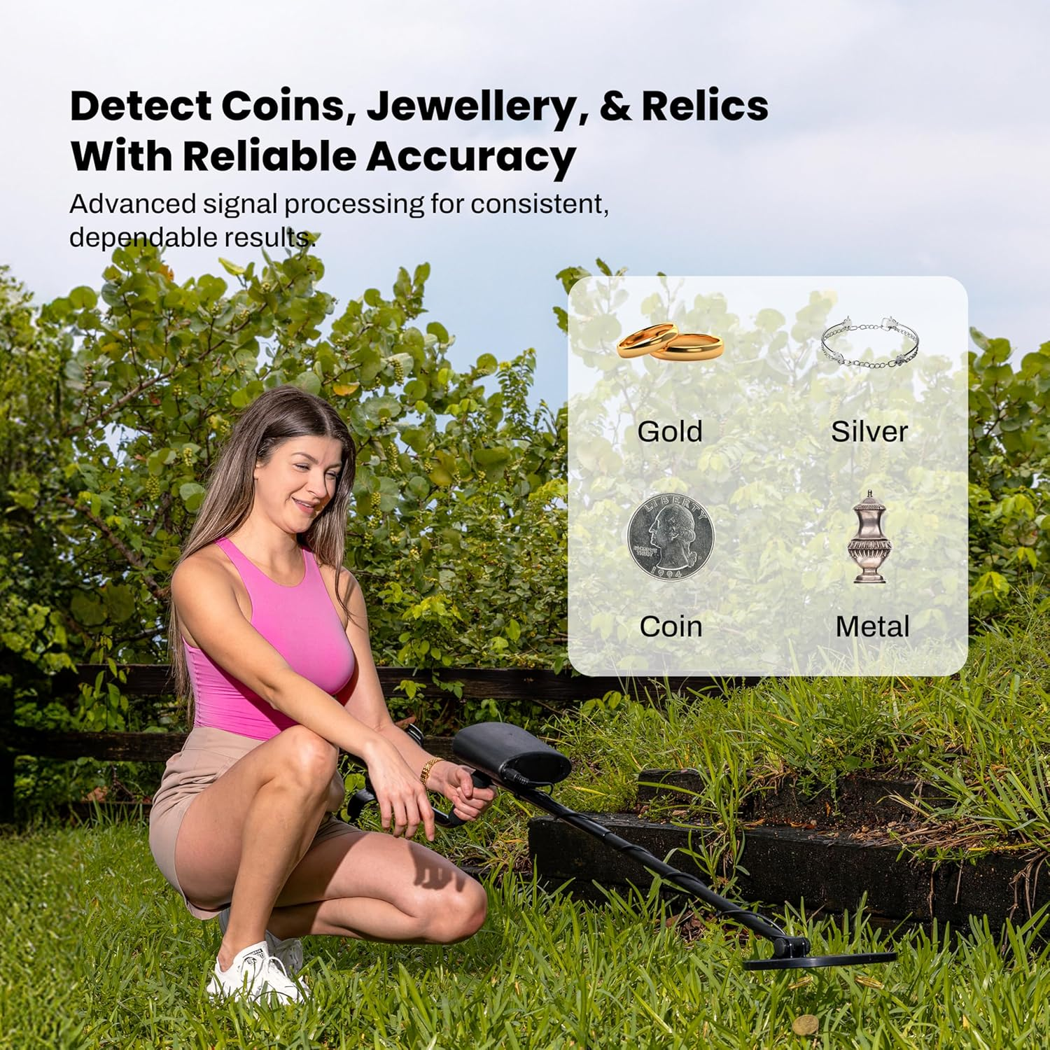 Bounty Hunter TK4 Tracker IV Metal Detector &ndash; All-Terrain Gold, Silver, Coin & Relic Finder with 8" Waterproof Coil, 3 Detection Modes &ndash; for Adults & Kids &ndash; Made in USA image number 2