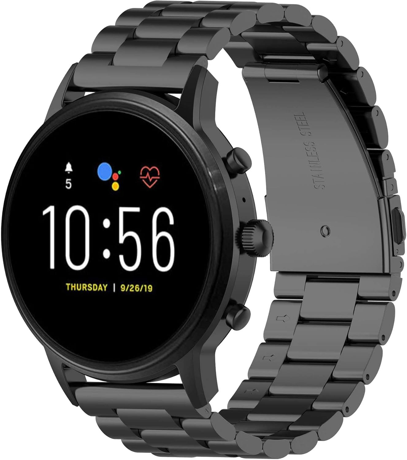 MH MOIHSING Bands Fit for Samsung Gear S3 Frontier Band/Galaxy Watch 46Mm Bands/Galaxy Watch 3 Band 45Mm, 22Mm Solid Stainless Steel Metal Business Bracelet Straps for Samsung Smartwatch, Black image number 2