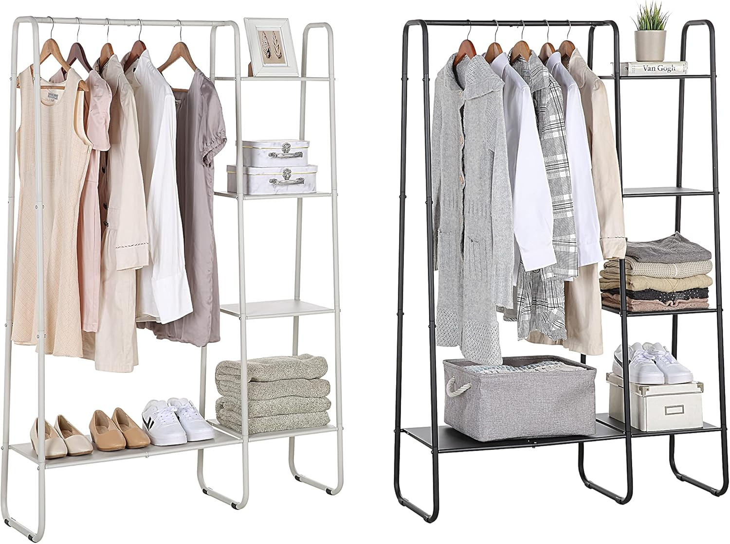 Sunnypoint Freestanding Clothes Metal Garment and Accessories, Organizer Closet Rack (WHT) image number 4