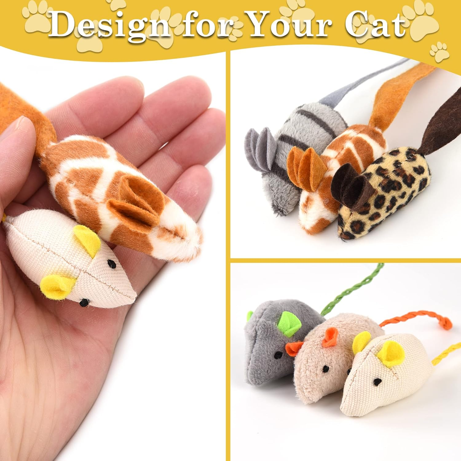 6 Pack Cat Toys Catnip Mouse Toys Cat Toys for Indoor Cats Adult Cat Mouse Toys Catnip Kitten Toys Simulation Catnip Soft Toy for Cat Playing Chewing Teeth Cleaning image number 3