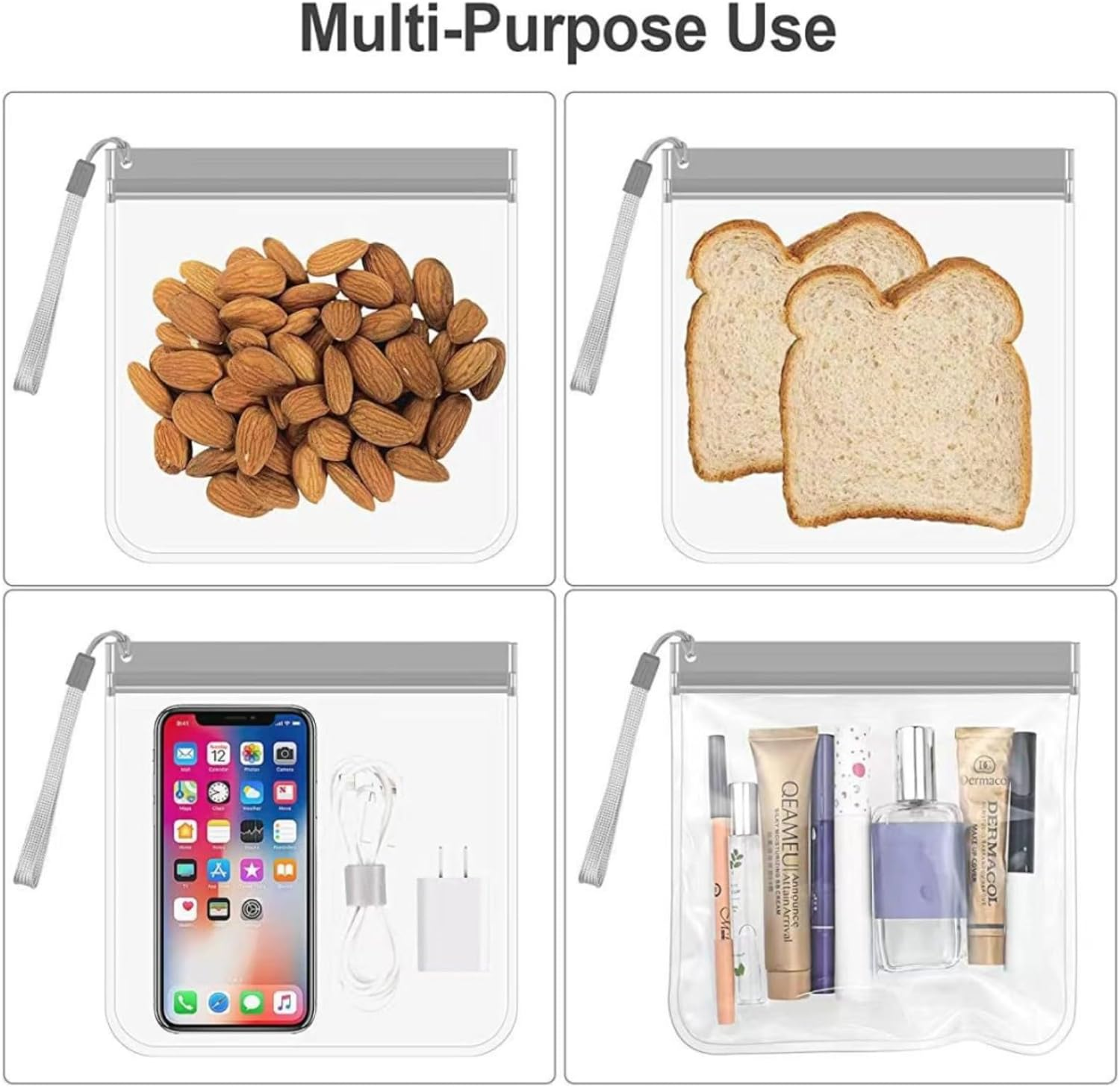 SYTHAK Clear TSA Approved Toiletry Bag,4 Pack Quart Size Carry-On Travel Makeup Pouch with Hand Rope Airport Airline Compliant Transparent Bag for Wash Liquids Bottles Tubes Cosmetics Container image number 6