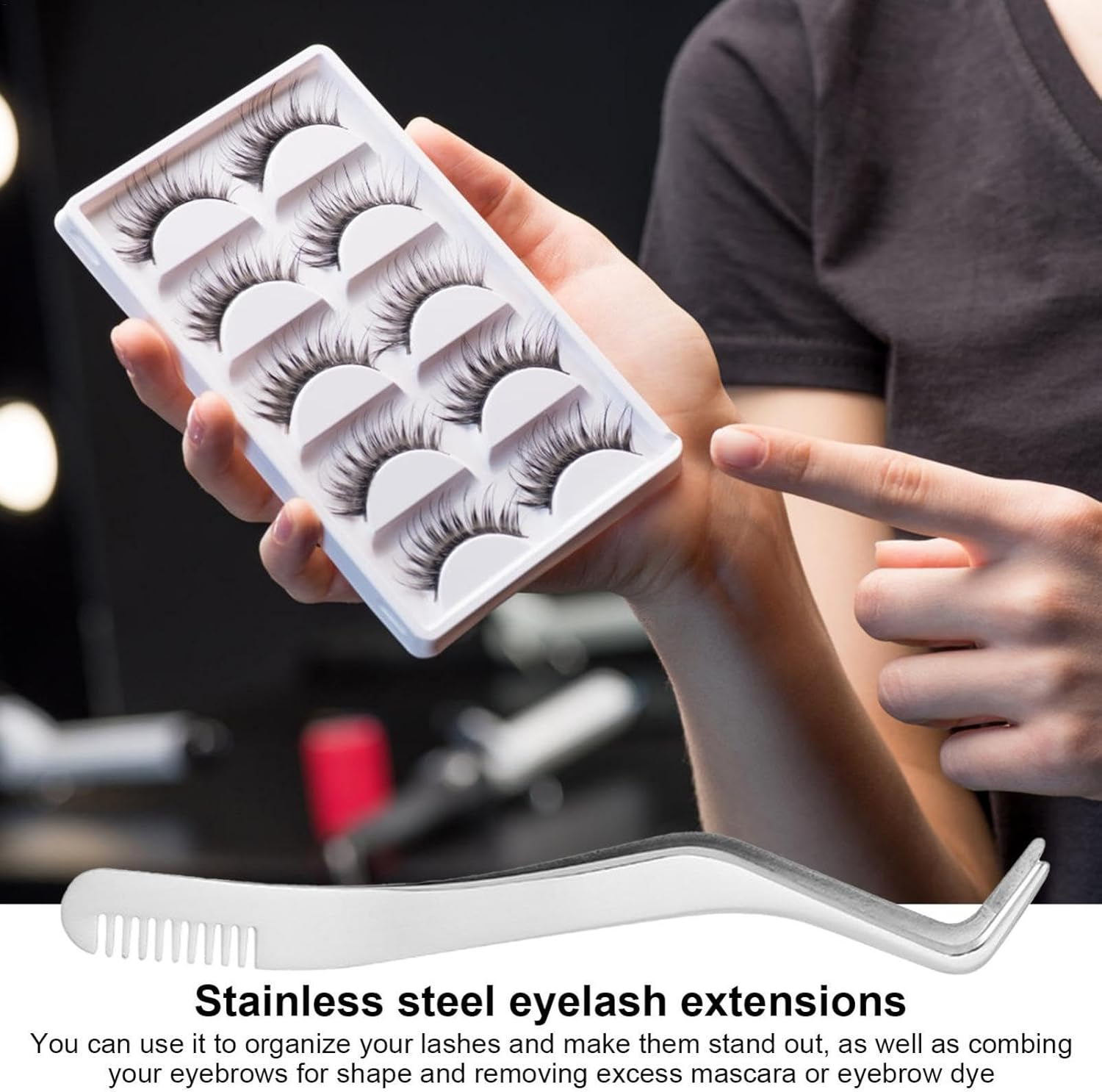 Curved Tweezers for Lashes - Stainless Steel Eyelash Extension Tweezer | Comb and Clusters | Lash Applicator Tool for Women | Eyelash Applicator Tool | Professional Eyelash Extension Tools - Colorful2 image number 2