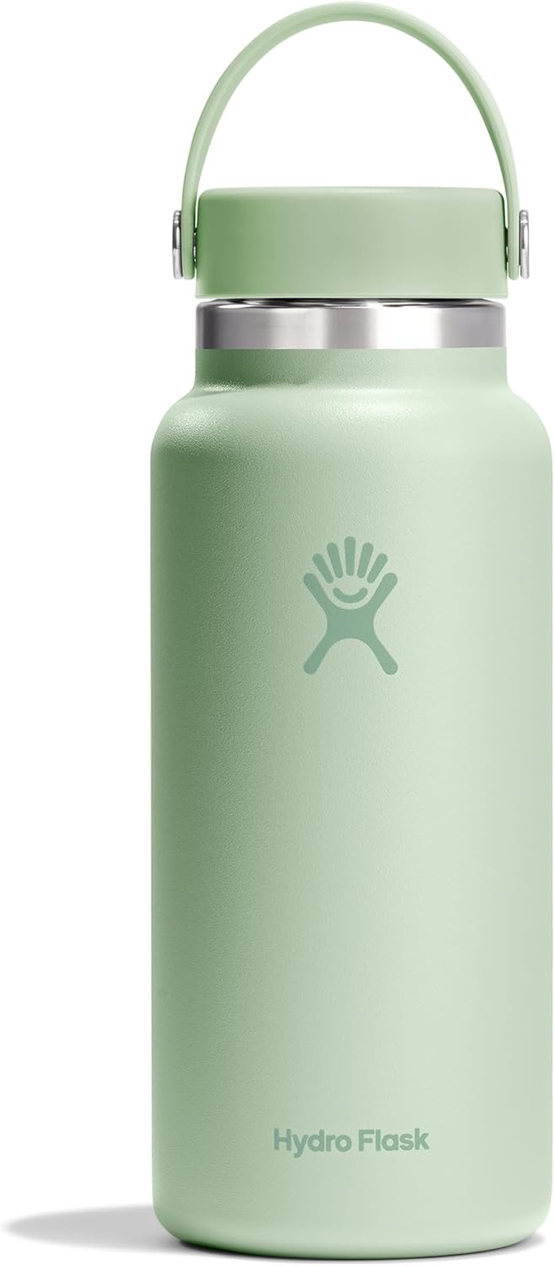 HYDRO FLASK - Wide Mouth Water Bottle 946 Ml (32 Oz) - Vacuum Insulated Stainless Steel Water Bottle with Flex Straw Cap - Jelly Green