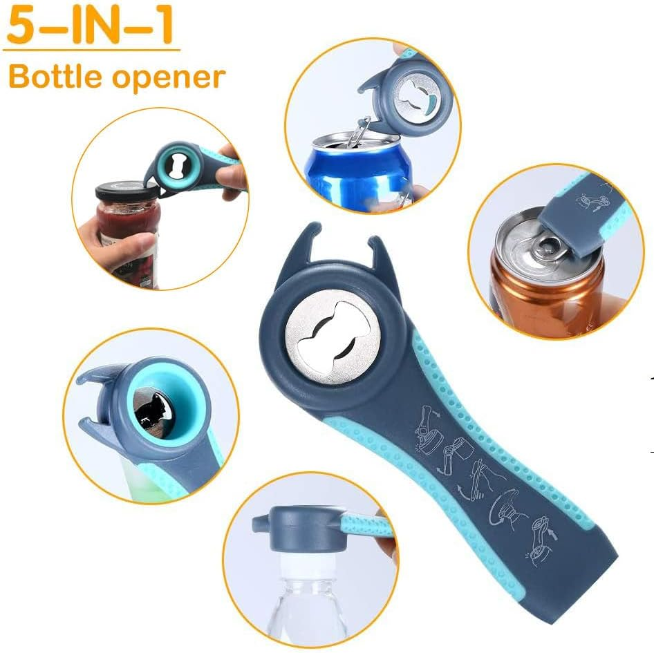 Latest Jar Opener Bottle Opener for Weak Hands,Seniors with Arthritis,Low Strength and Children, Multi Opener Set with Rubber Jar Gripper Pad and Corkscrew Wine Opener image number 1