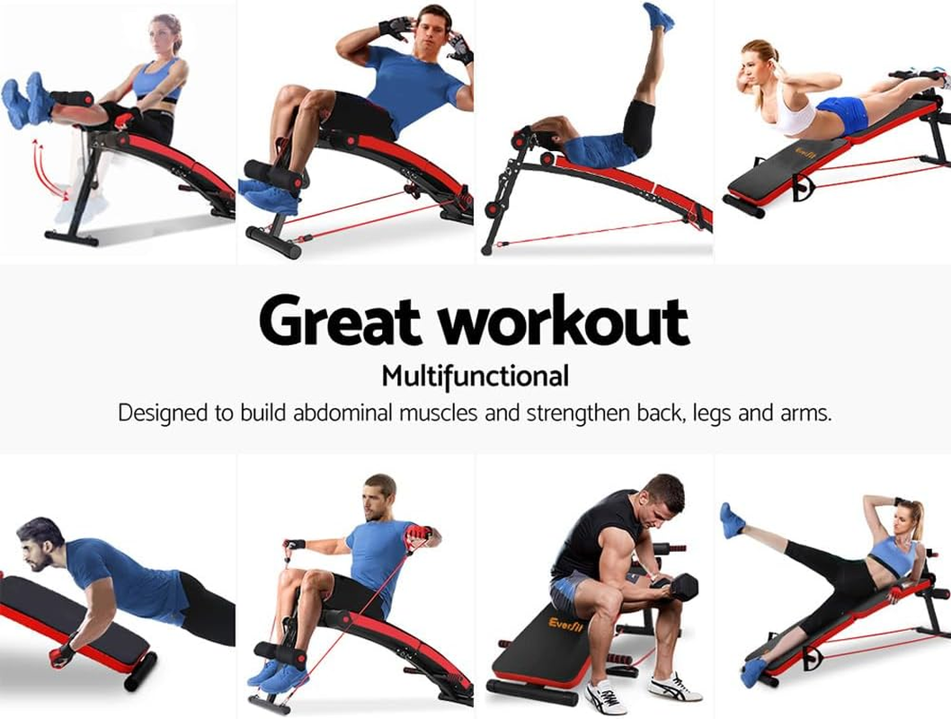 Everfit Weight Bench Incline Gym Sit up FID Benches Press Weights Exercise Fitness Equipment Home Workout Fits for Multi Station Smith Machine, with 100Kg Capacity and 7 Adjustable Height