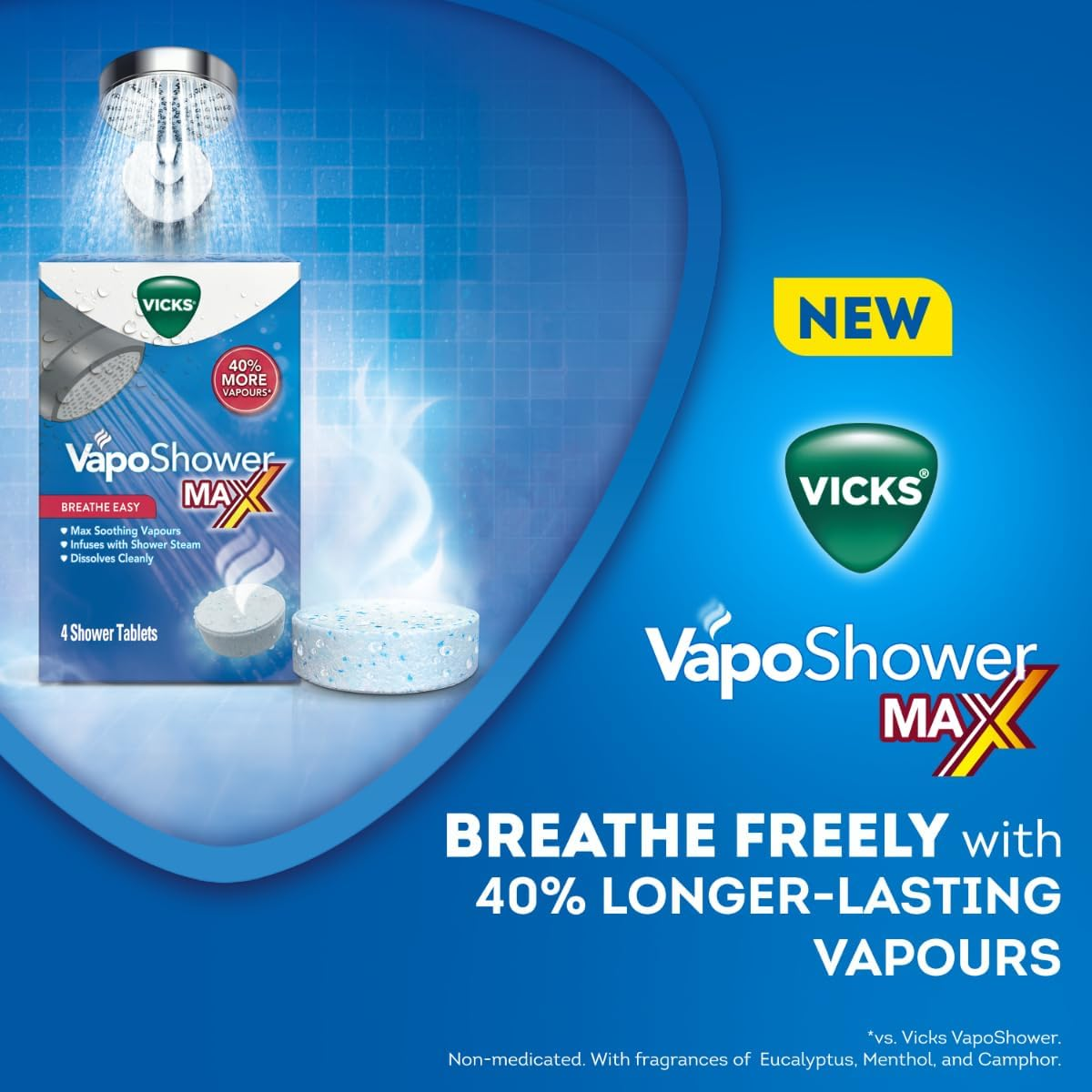 Vicks Vaposhower Max, 4 Shower Tablets &ndash; Breathe Easy image number 5