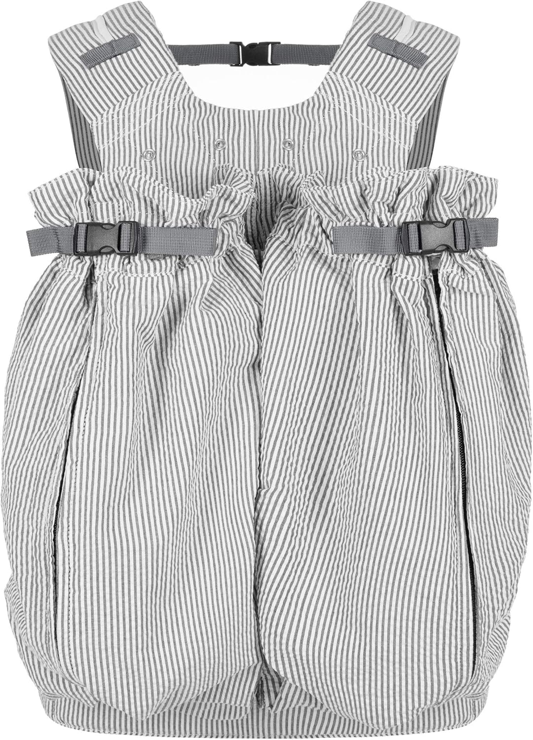 Weego Twin Grey & White Seersucker Baby Carrier for Twins Directly from Birth (From 1,800 G)