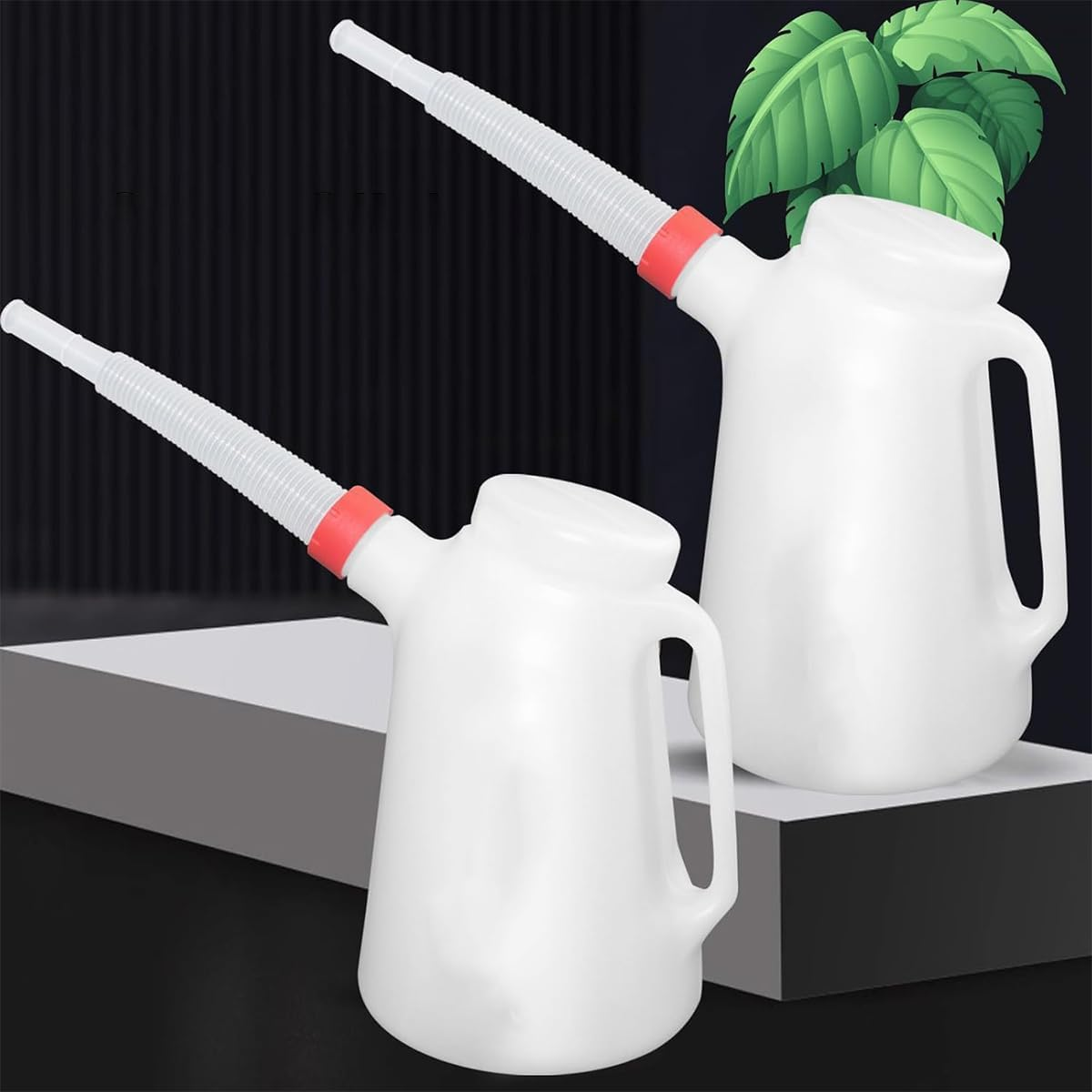 AIMALL 3L/4L/5L Plastic Oil Dispenser Jug with Long Flexible Spout and Scale Markings, Large Capacity Fuel Container for Engine Maintenance, Automotive, Industrial Use image number 2