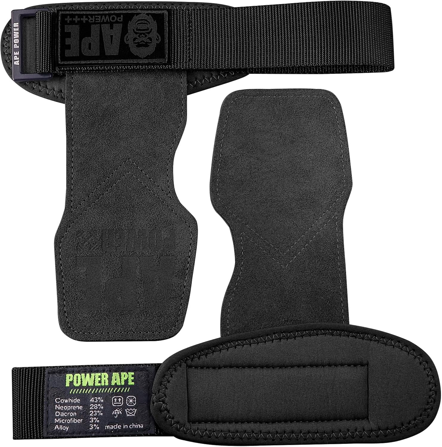 Power Ape Weight Lifting Gloves with Wrist Support, Gym Wrist Straps for Weightlifting and Workout, Power Weightlifting Gym Gloves，Exercise Straps ，Lifting Grips Hand Straps for Men and Women（Black） image number 4