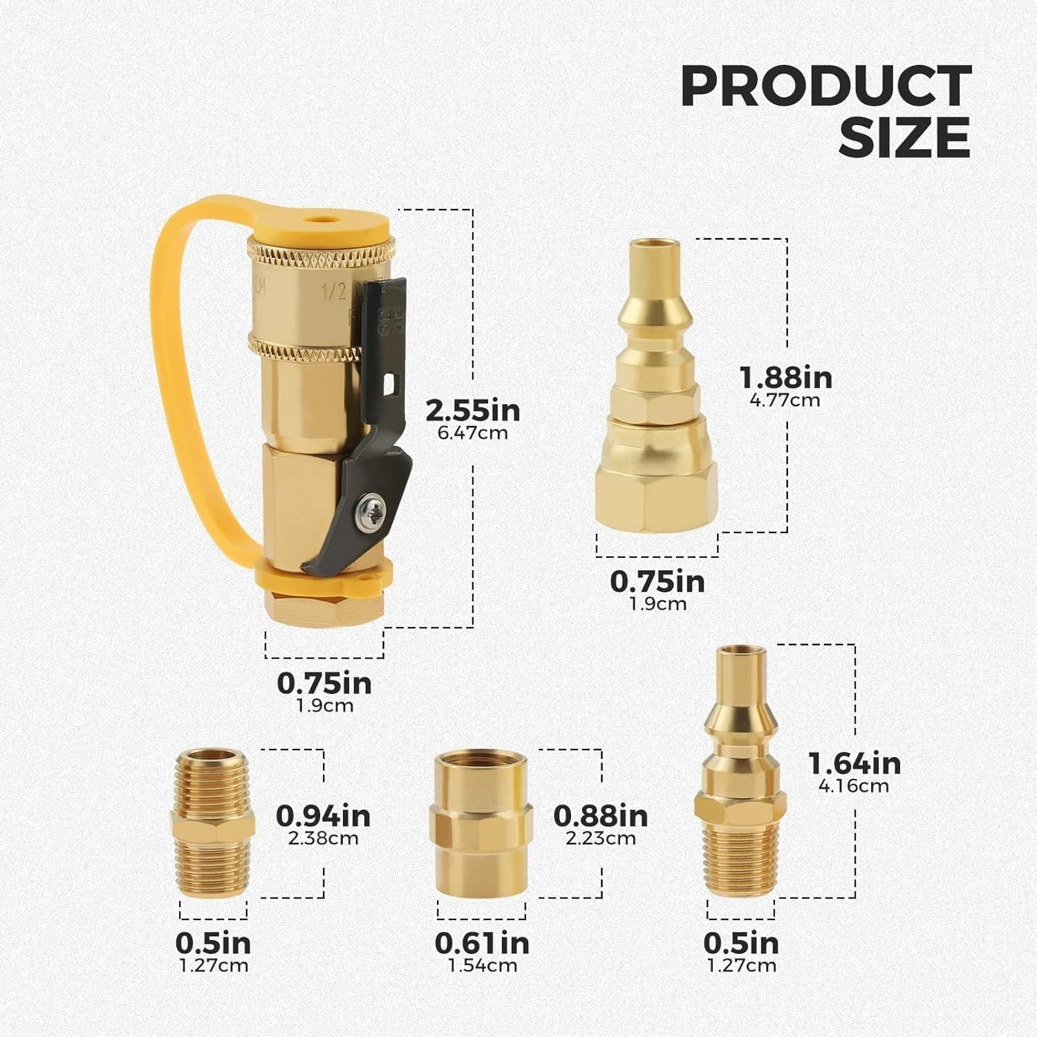 Dophee 1/4Inch RV Quick Connect Fittings Adapter Valve, Shutoff Valve and Full Flow Plug Kit for RV, Camper, Trailer,Bbq, Sturdy and Durable,No Leakage image number 2