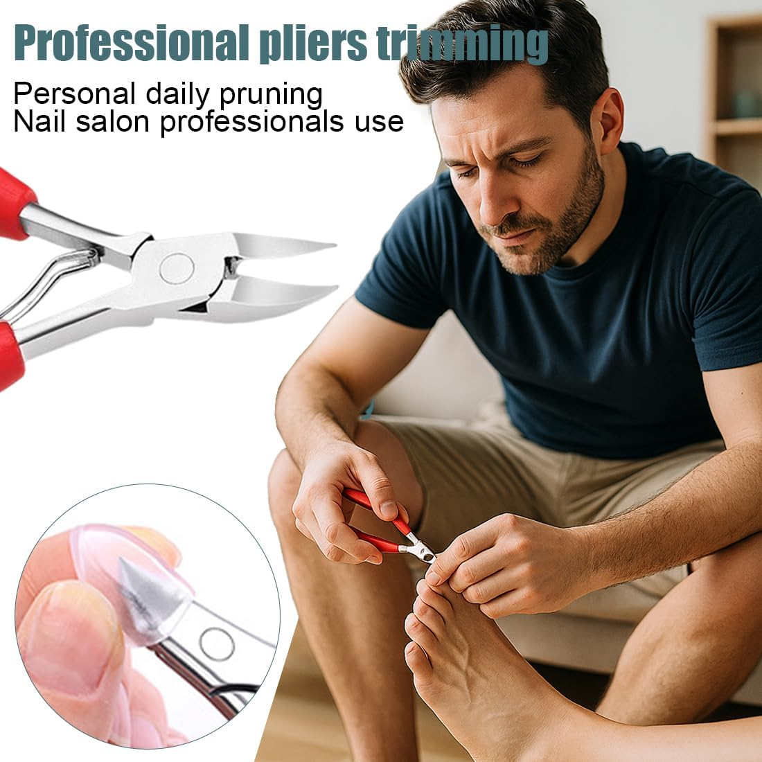 GXGM Professional Toenail Pliers Set, Stainless Steel Toenail Nail Scissors Set Toenails Pedicure Set with Nail Clippers for Thick Ingrown Hard Toenails Paronychia Onychomycosis (Red) image number 3