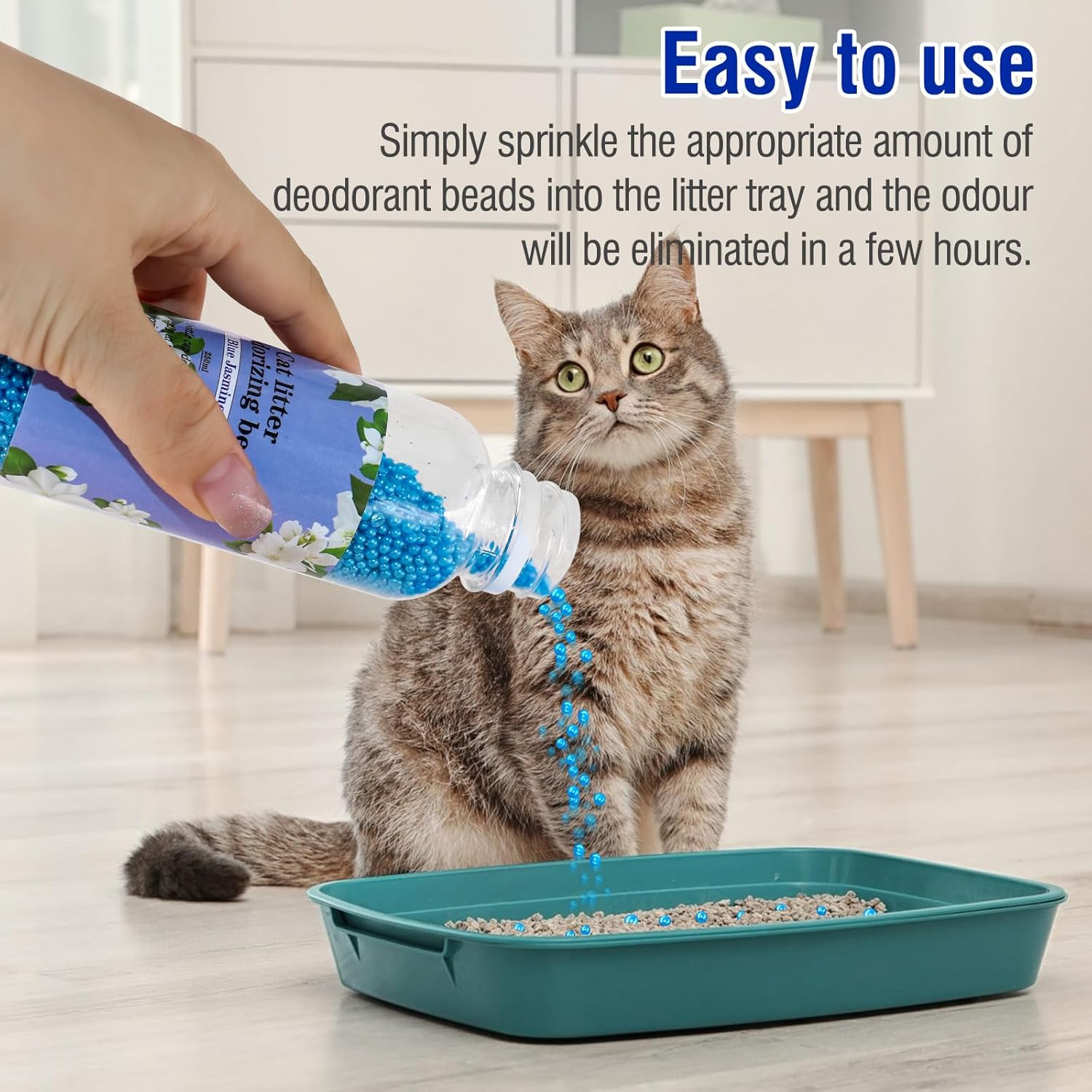 Cat Litter Deodorizer|Cat Litter Box Deodorizer|Cat Litter Crystals,Cat Odor Eliminator for Home, 8.5 Oz (Black+Blue) image number 1