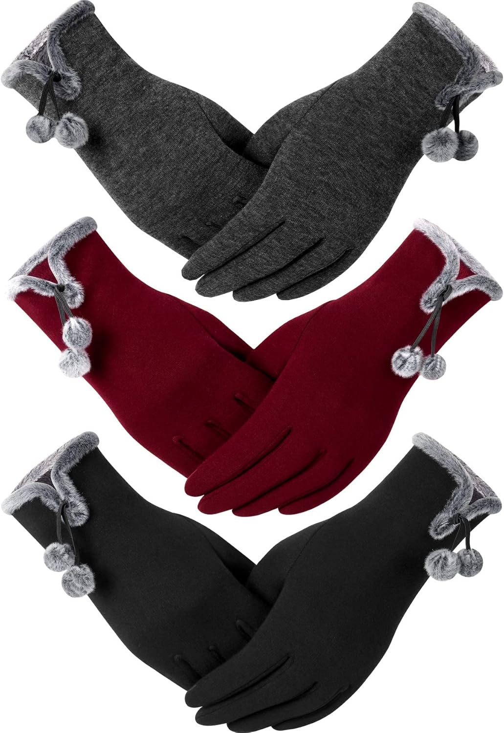 6 Pairs Womens Gloves Winter Touch Screen Texting Gloves for Women Fleece Lined Thick Warm Gloves