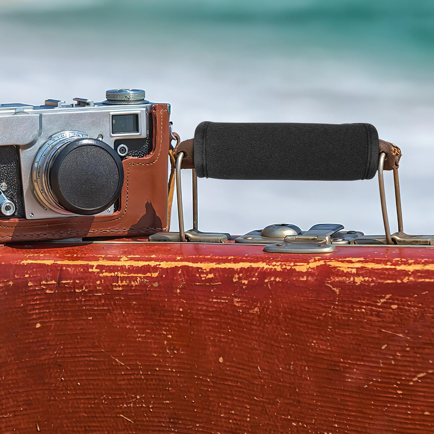 TIKODIDA Travel Suitcase Handle Wraps Black Neoprene Cover Luggage Trolley Handle Grip Sleeve and Comfortable Carrying image number 5