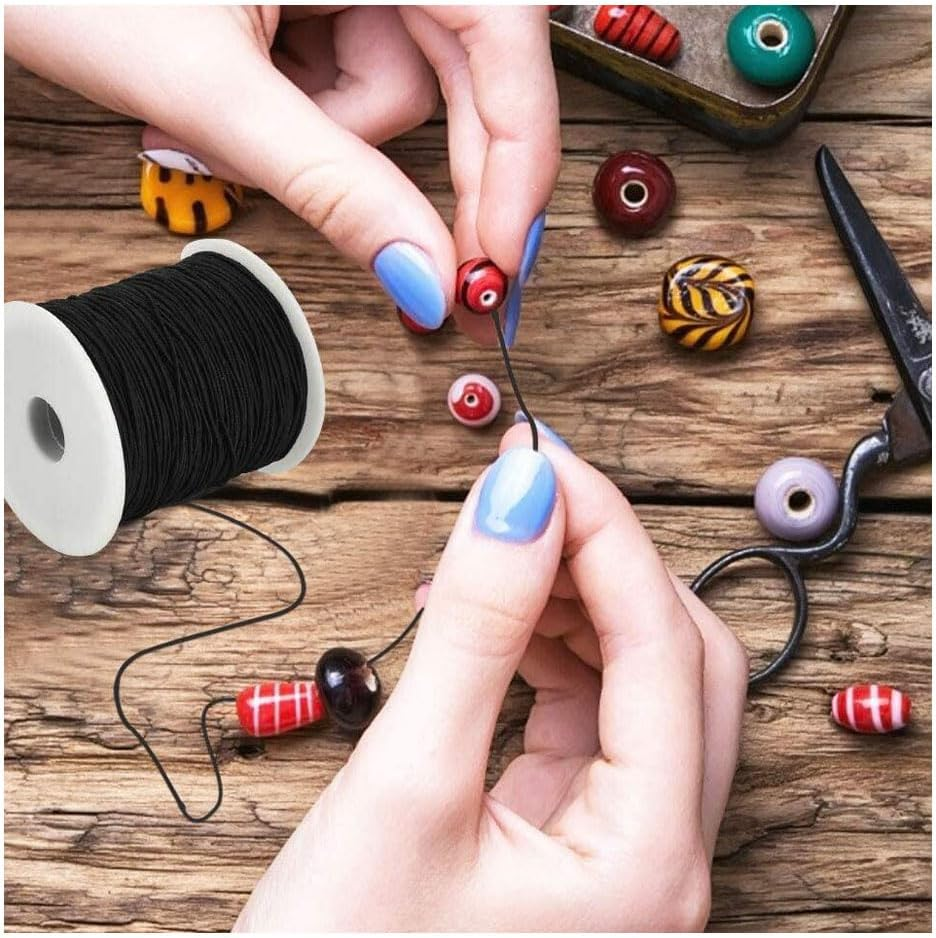 2PC Nylon Bracelet String, 1Mm Nylon Thread String Beading Thread Black White Chinese Knotting Cord for Friendship Bracelet Necklace Jewellery Making DIY Macrame Craft, 200 Yards Totally image number 1