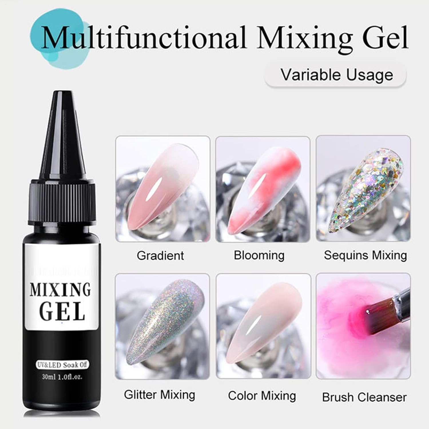 Iouyjiu Clear Gel Nail Polish - Multifunctional Mixing Gel - Multifunctional 30Ml Mixing Polish for Salon Cosplay Wedding Gathering Festive Vacation image number 5