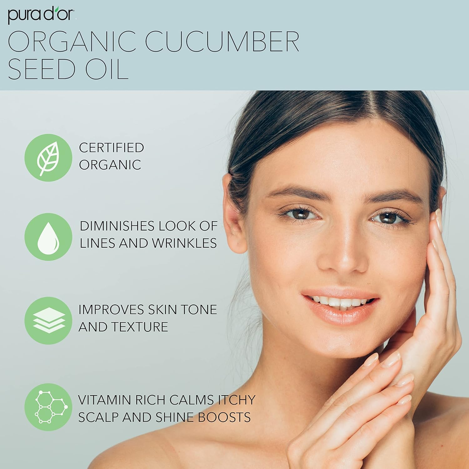 PURA D'OR 4 Oz Organic Cucumber Seed Oil100% Pure USDA Certified Premium Grade All Natural Moisturizer, Cold Pressed, Unrefined, Hexane-Free Base Carrier Oil for DIY Skin Care for Men & Women image number 4