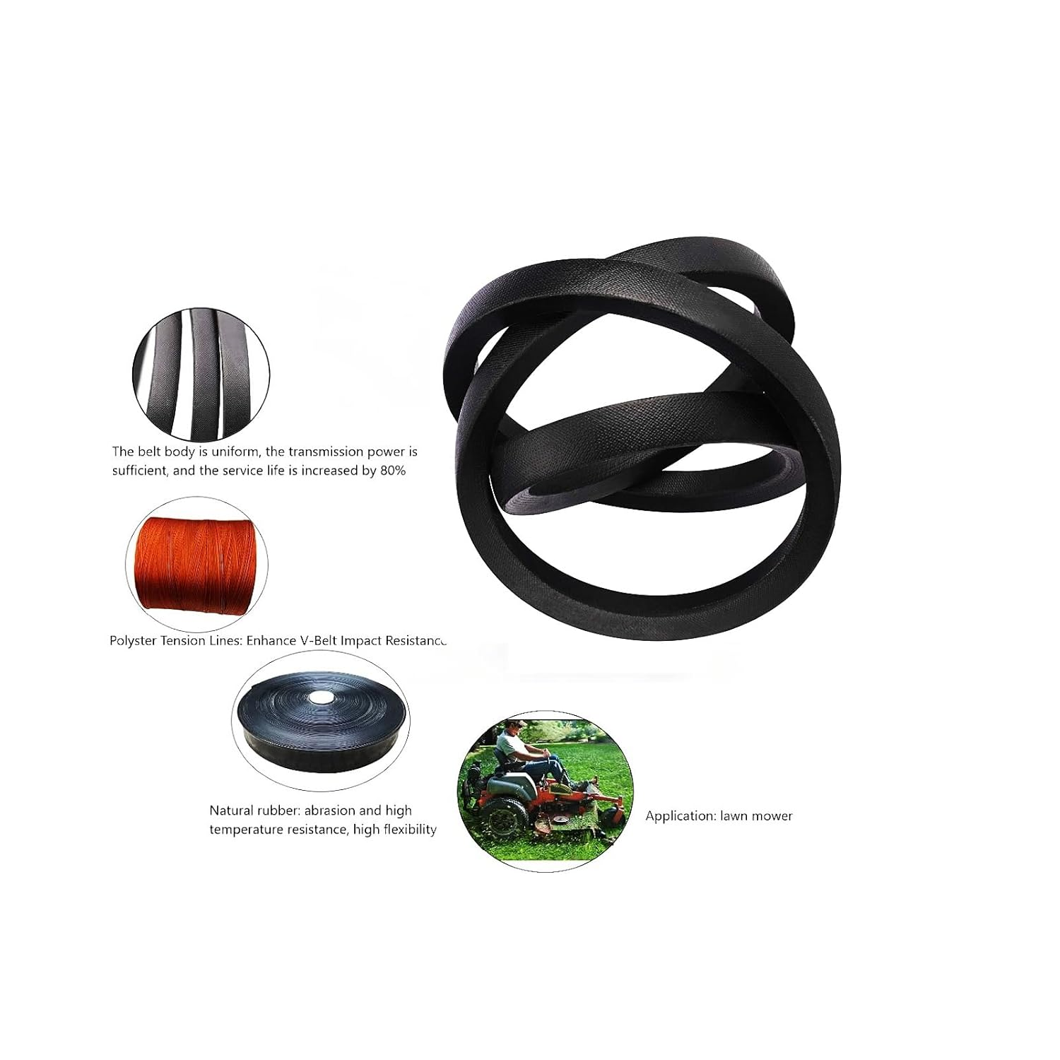 1/2" X 85" Lawn Mower Tractor Drive Belt Fits for Cub Cadet 954-04297 754-0266 754-0266A, MTD 954-04297 954-0266 954-0266A