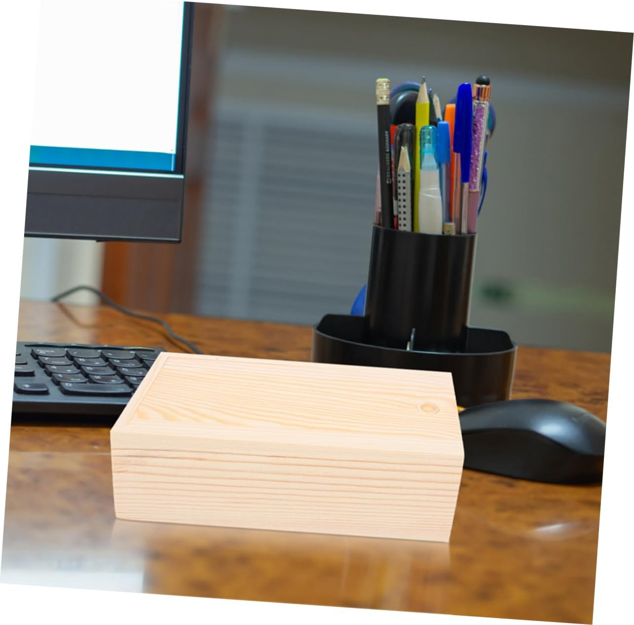 Gogogmee 2Pcs Wooden Pine Storage Box Slide Lid Unfinished Wood Box for Craft Hobbies Bead Organizer Small DIY Craft Desktop image number 2