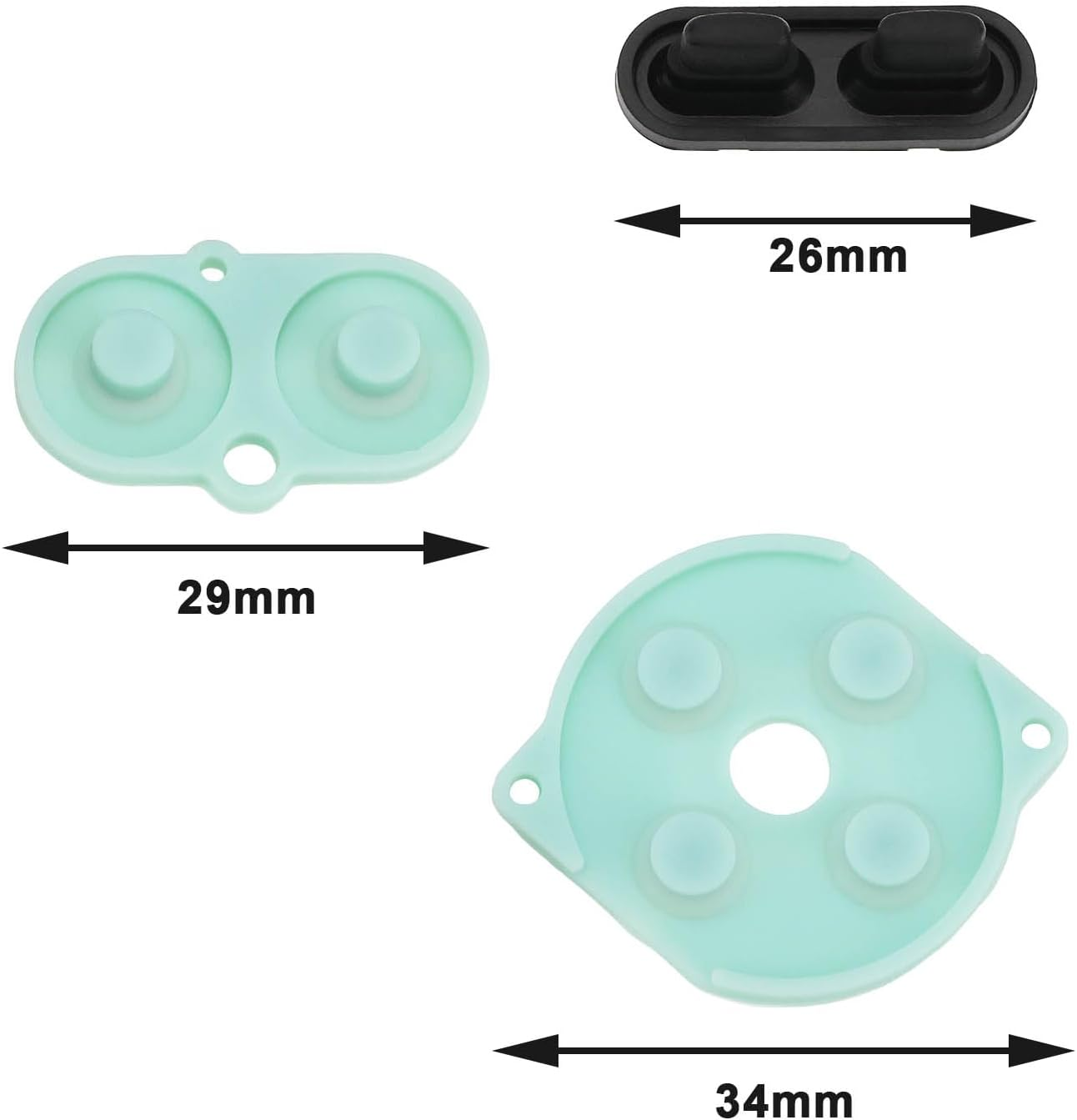 Emsea 2 Sets of Silicone Rubber Conductive Buttons Kits Compatible with Game Boy Color/Gameboy GBC Power On/Off Button Light Green + Black + White
