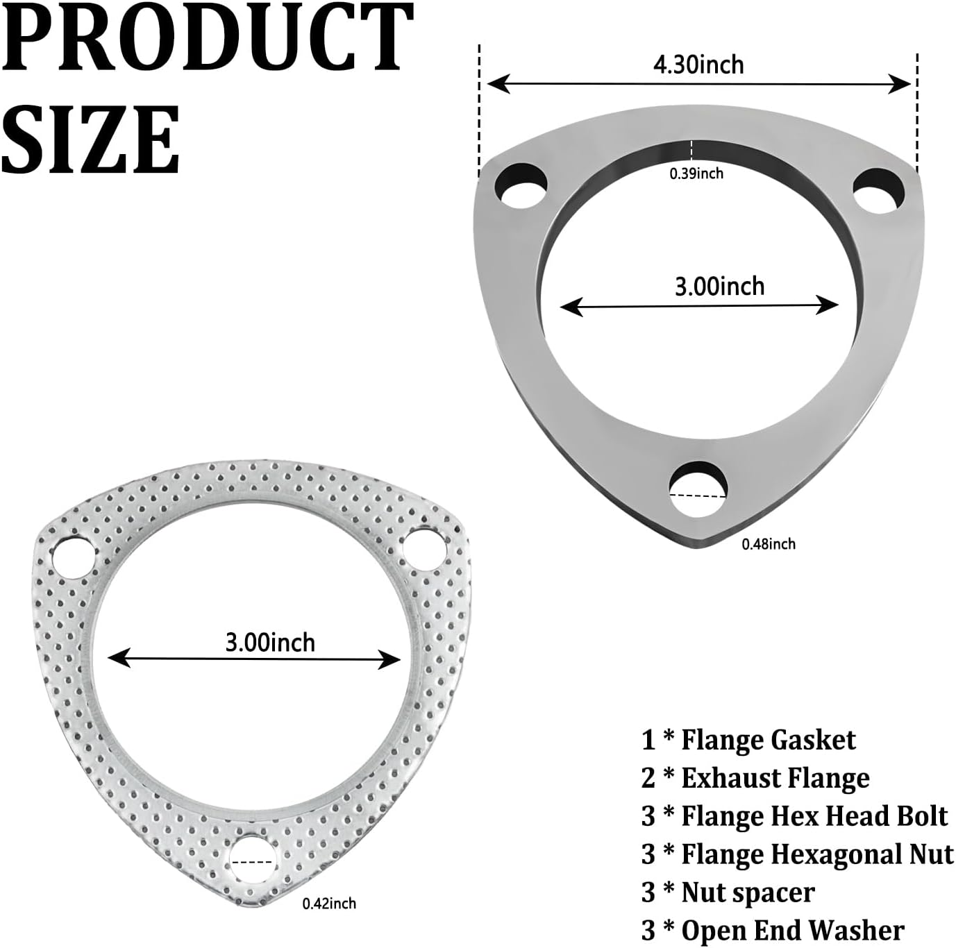 3" Exhaust Flange Gasket with 3 Exhaust Bolts Tool Set,Stainless Steel Exhaust Flange Repair Kit for Securing Exhaust System Component,Durable Car Accessories Exhaust Gaskets Kit (3") image number 6