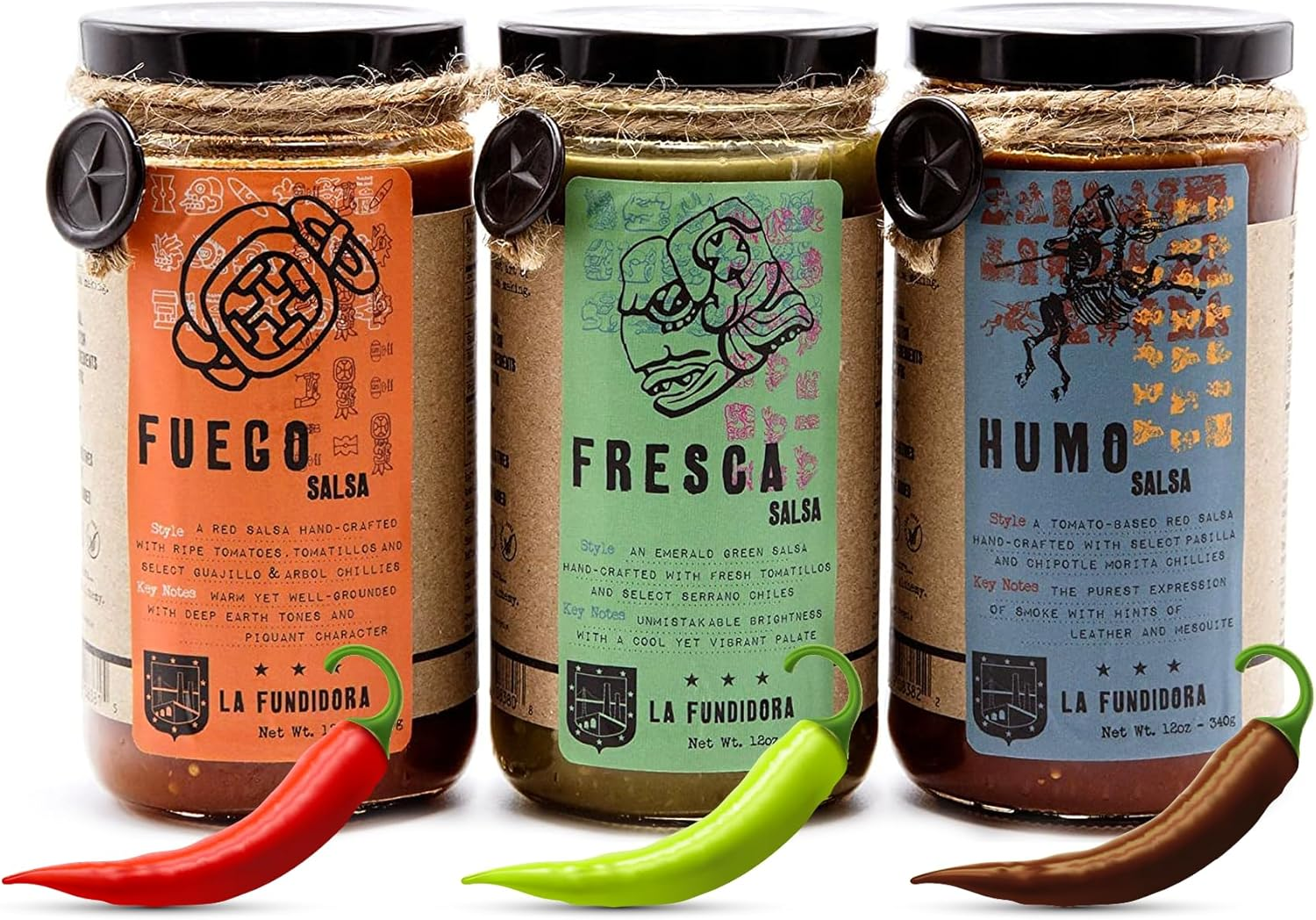 La Fundidora Traditional Mexican Salsas, Authentic Recipe, Smooth Style Sauce, Small Batch, All Natural, No Preservatives (Trio Fuego) (Fresca, Fuego, Humo) image number 2