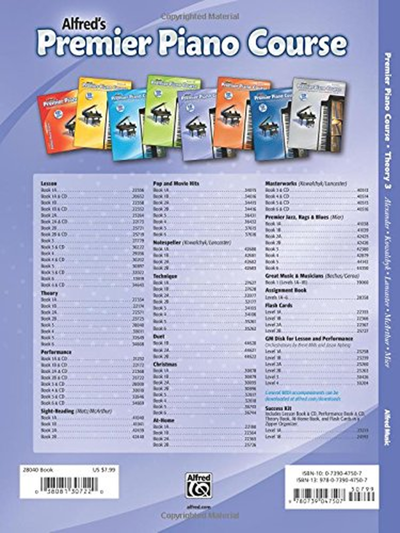 Alfred'S Premier Piano Course Theory 3 image number 2