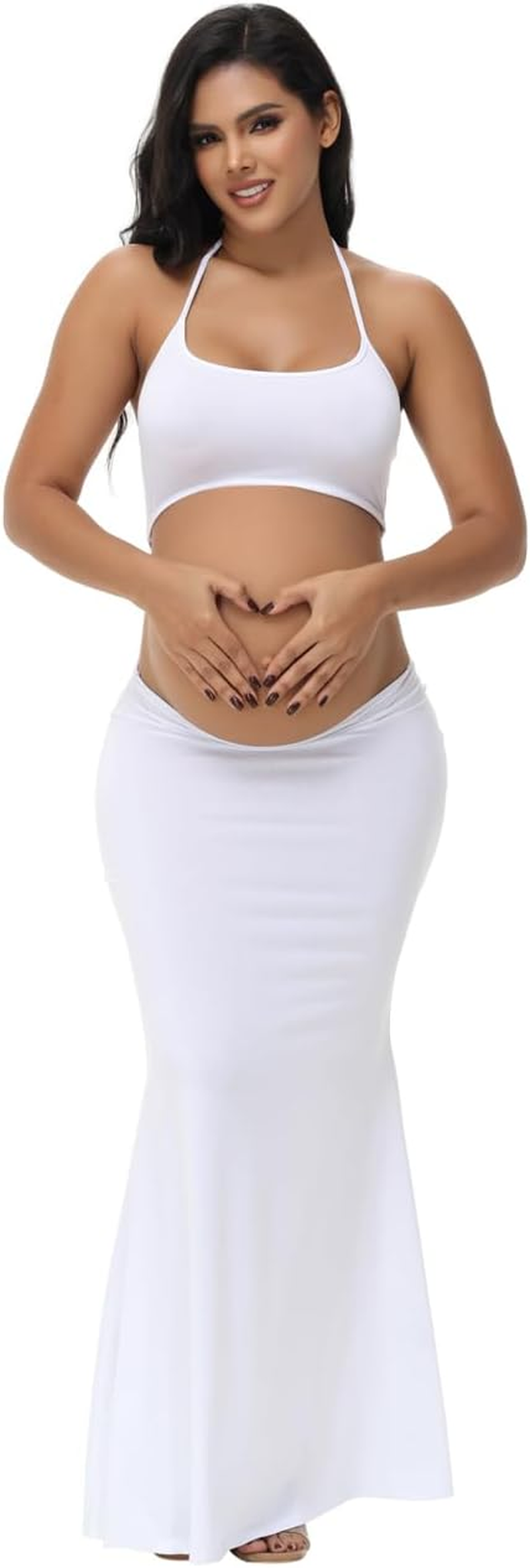 Justvh Women'S Maternity Cut Out Backless Bodycon Dress Halter Maxi Photography Pregnancy Dress for Photoshoot Baby Shower