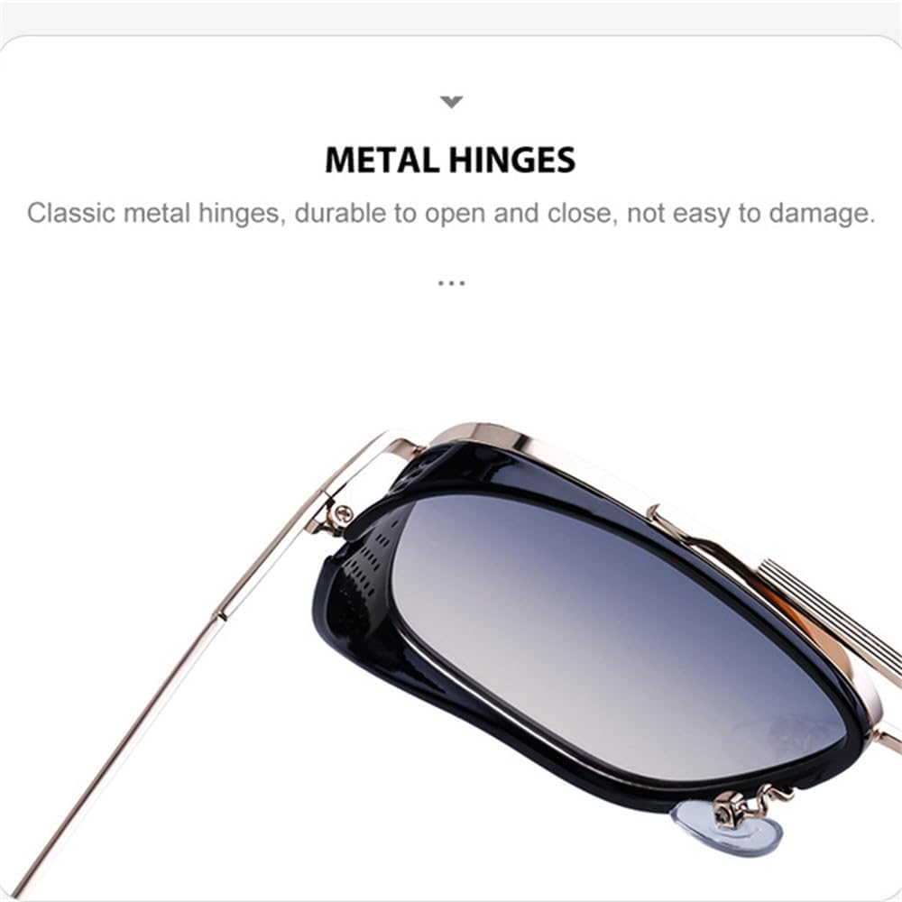 Retro Men'S Steam Punk Sunglasses Square Metal Eyeglass Frame Outdoor Sports Driving Sun Protection image number 6