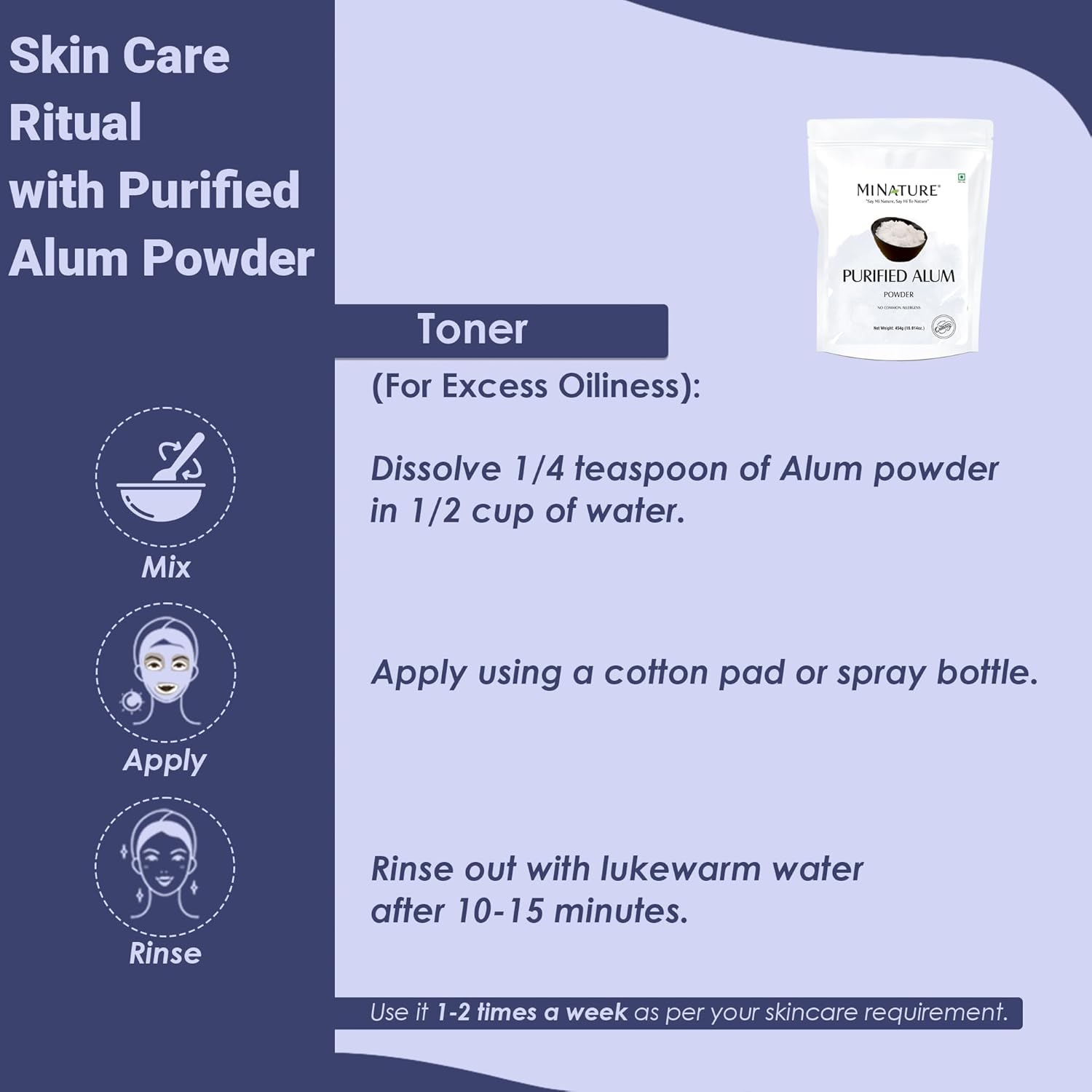 Mi Nature Alum Powder Potassium (Fitkari/Phitkari) -100% Natural Skincare for Acne, Odor Control & Water Purification Face Mask for |Pore Refining 454G (16Oz) |Face Pack Powder |Cruelty-Free image number 3