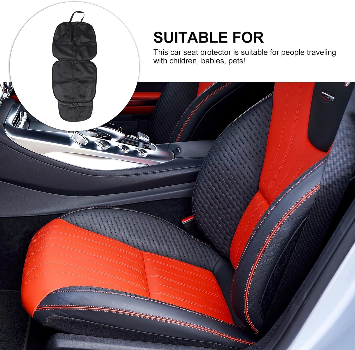 DECHOUS Car Seat Protector Mat with Padding and Large Mesh Storage Pockets Auto Protector for Seats Easy Installation Black Cover for Car Interior Cleanliness
