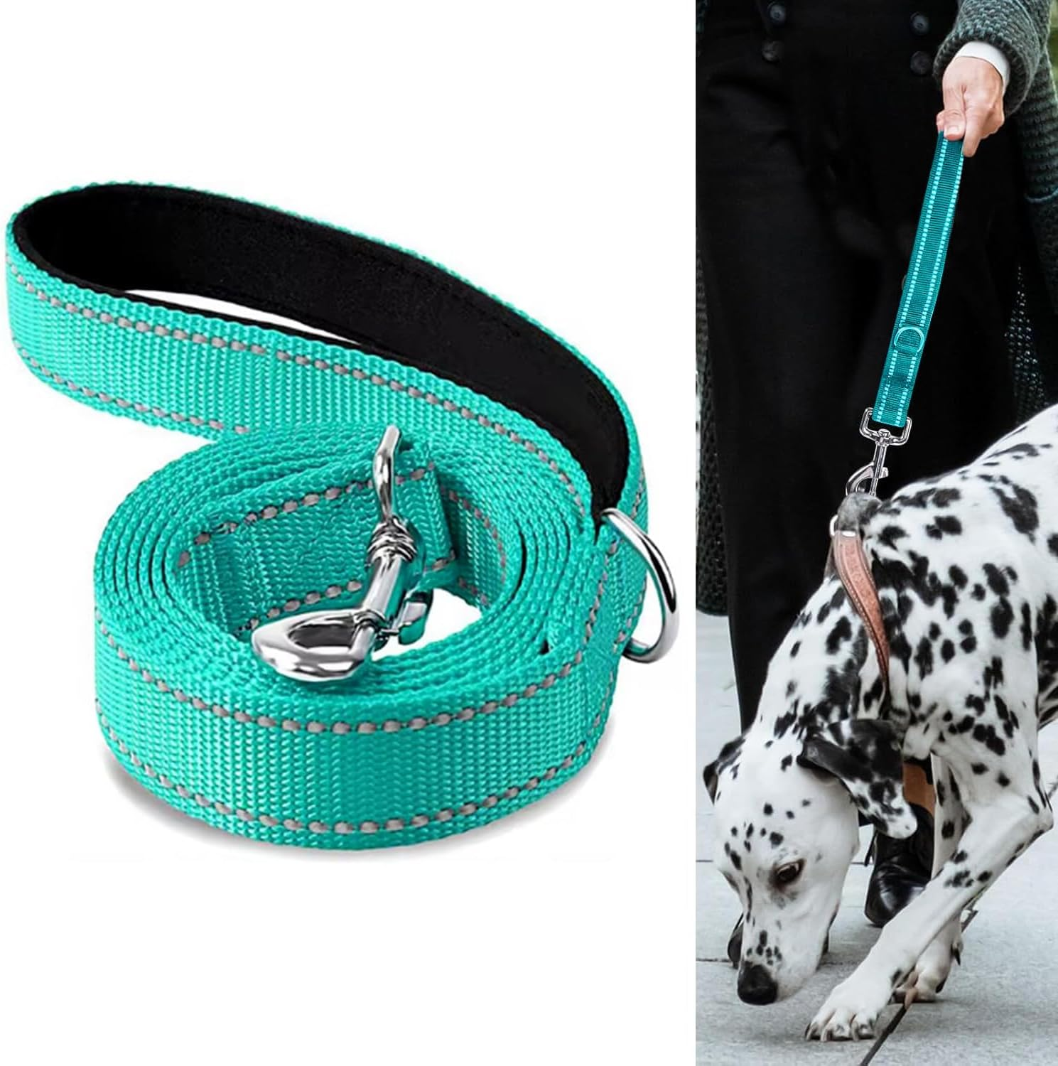 Padded Handle Dog Leash Double Sided Reflective Nylon Leash Training Leash for Small Medium Dogs image number 5
