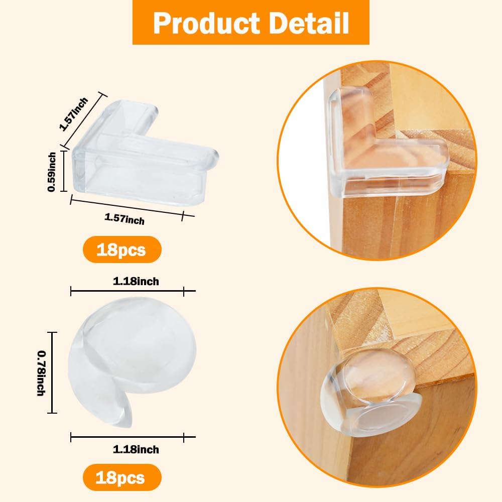 36 Pcs Table Corner Protectors,Clear Proofing Corner Guard, Desks & Furniture Edge Protectors for Sharp Cabinet Cover
