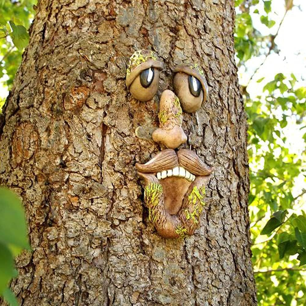 EIIORPO Tree Faces Decor Outdoor, Funny Yard Art for Garden, Lawn, Halloween Tree Decorations(B)