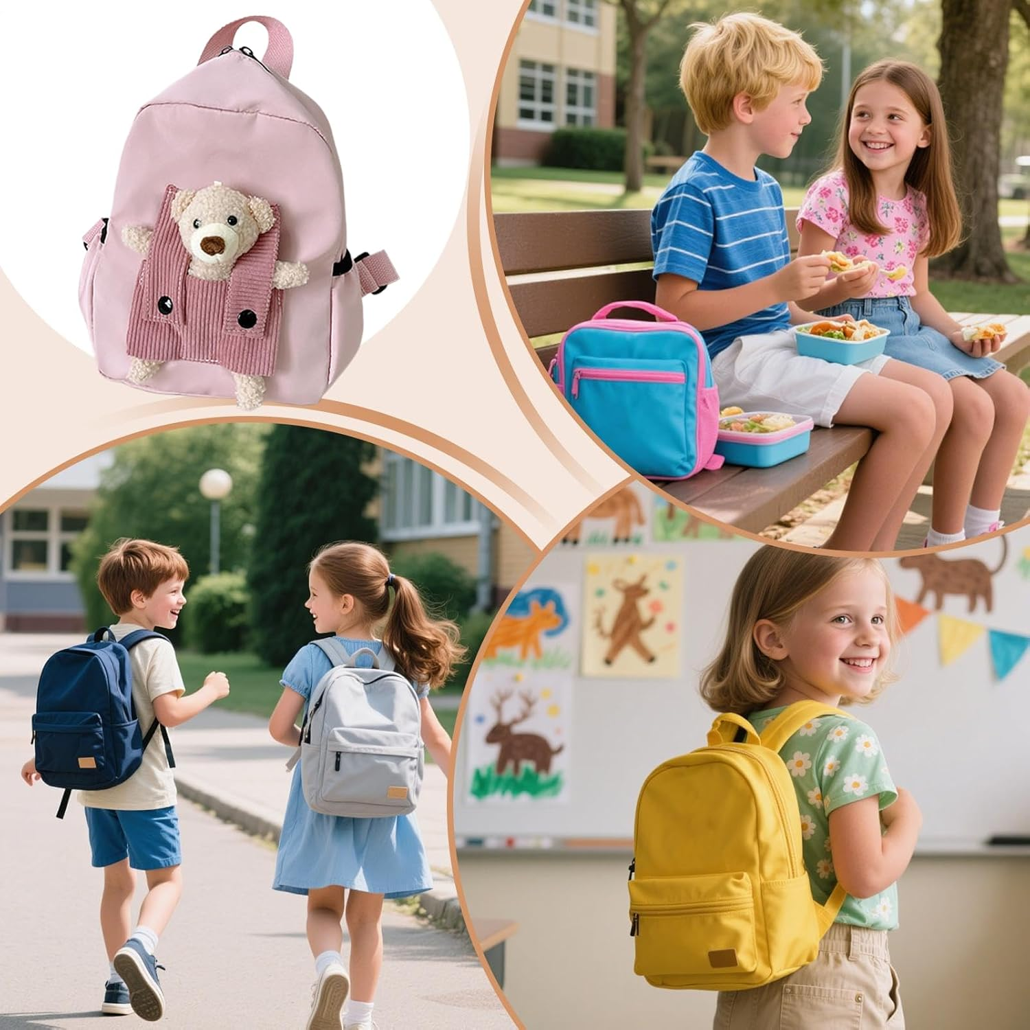 Bear Backpack | Kindergarten Backpack,3D Bear Design Spacious Interior Knapsack for Students Preschool Girls Boys Daily Commute Trips Camping