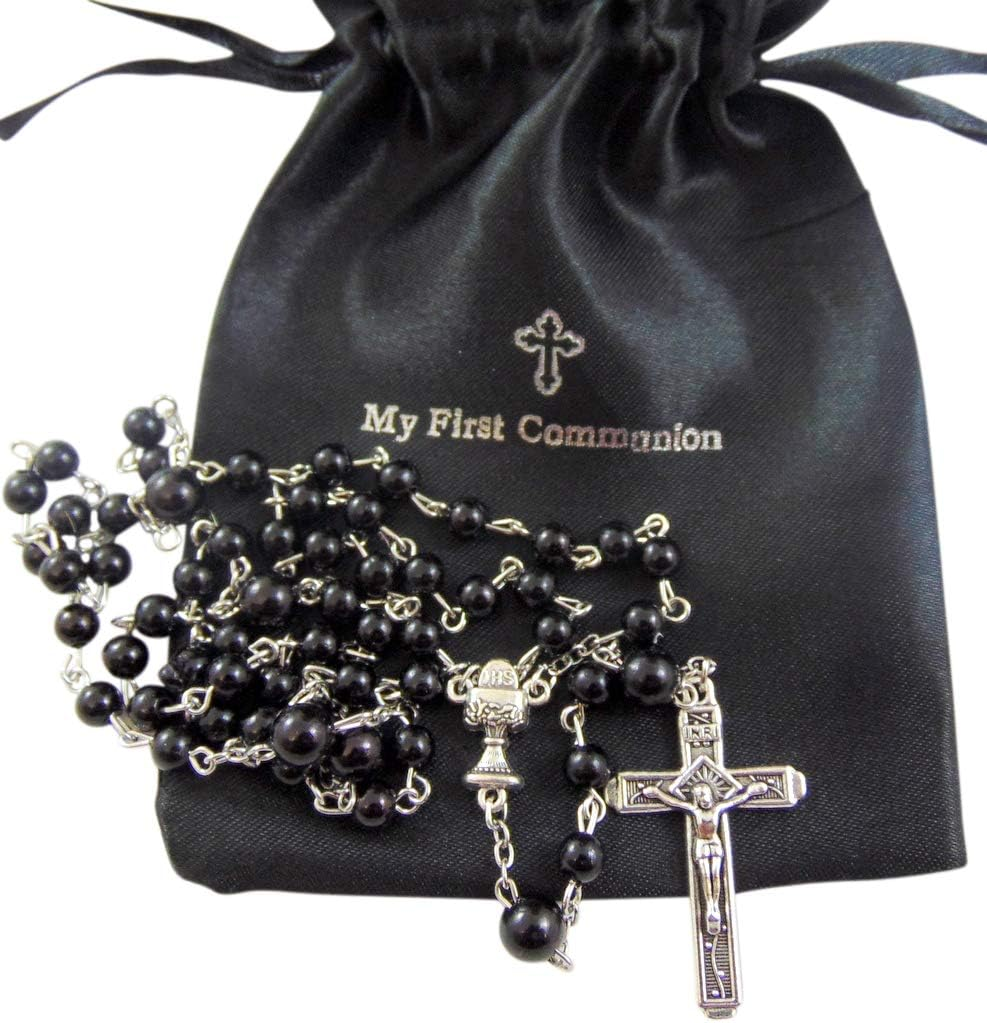 Westmon Works Boys First Communion Rosary Beads with Metal Crucifix & Center with Gift Bag image number 3