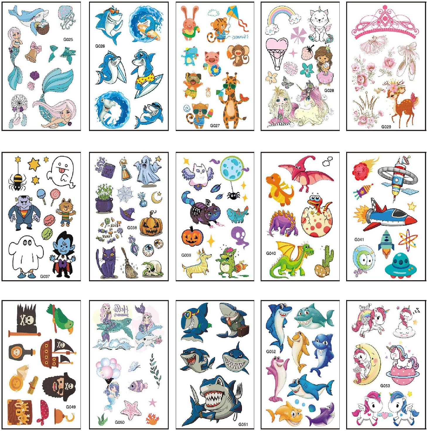 60 Sheets Cute Temporary Tattoos Fake Tattoo for Kids Children Toddlers Boys Girls image number 3