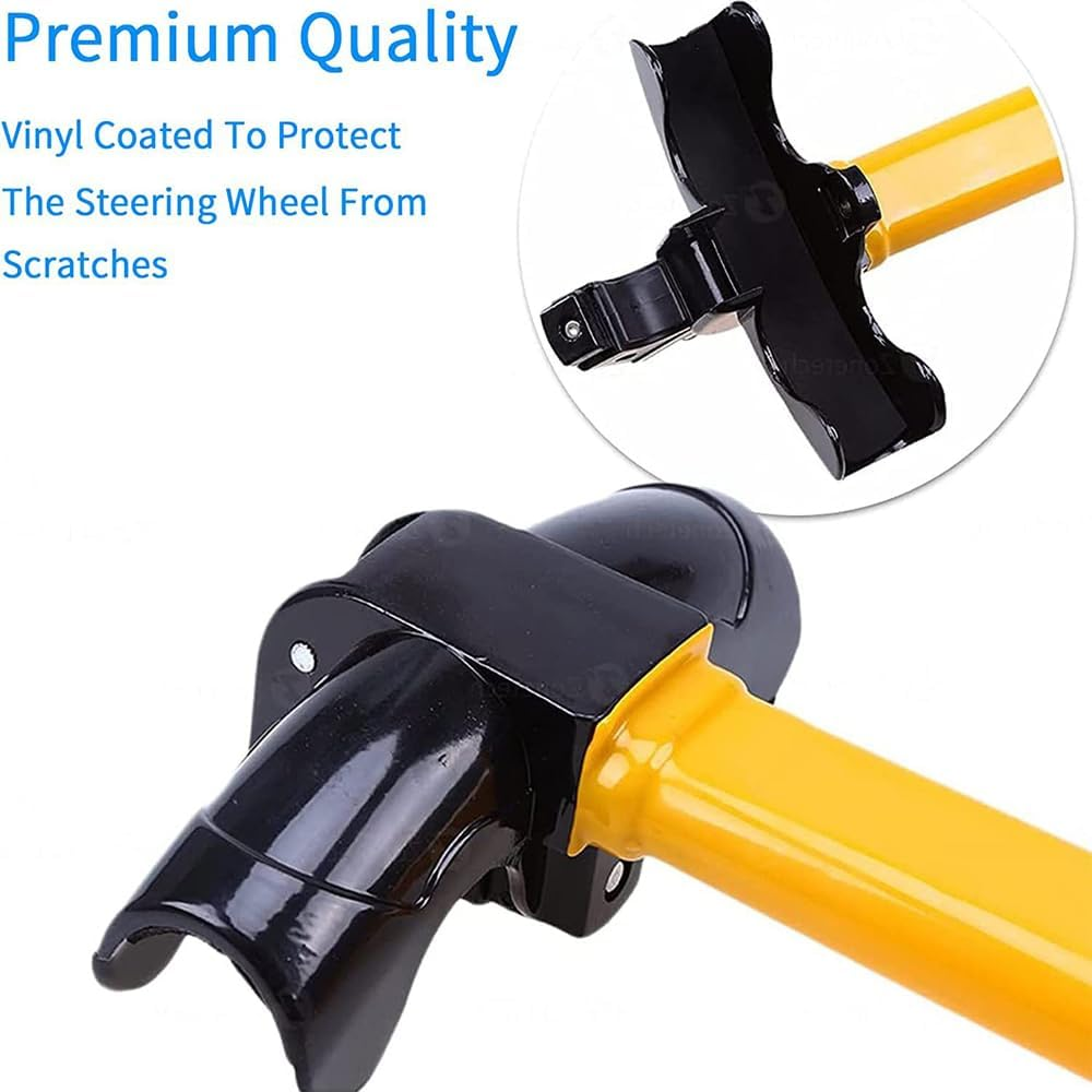 Walquicks Steering Wheel Lock Anti-Theft Heavy Duty Secure Car Accessories Device, with Keys Yellow Auto Car anti Theft Security Rotary Steering Wheel Lock Top Mount, for Car, Truck, Van, Camper image number 5