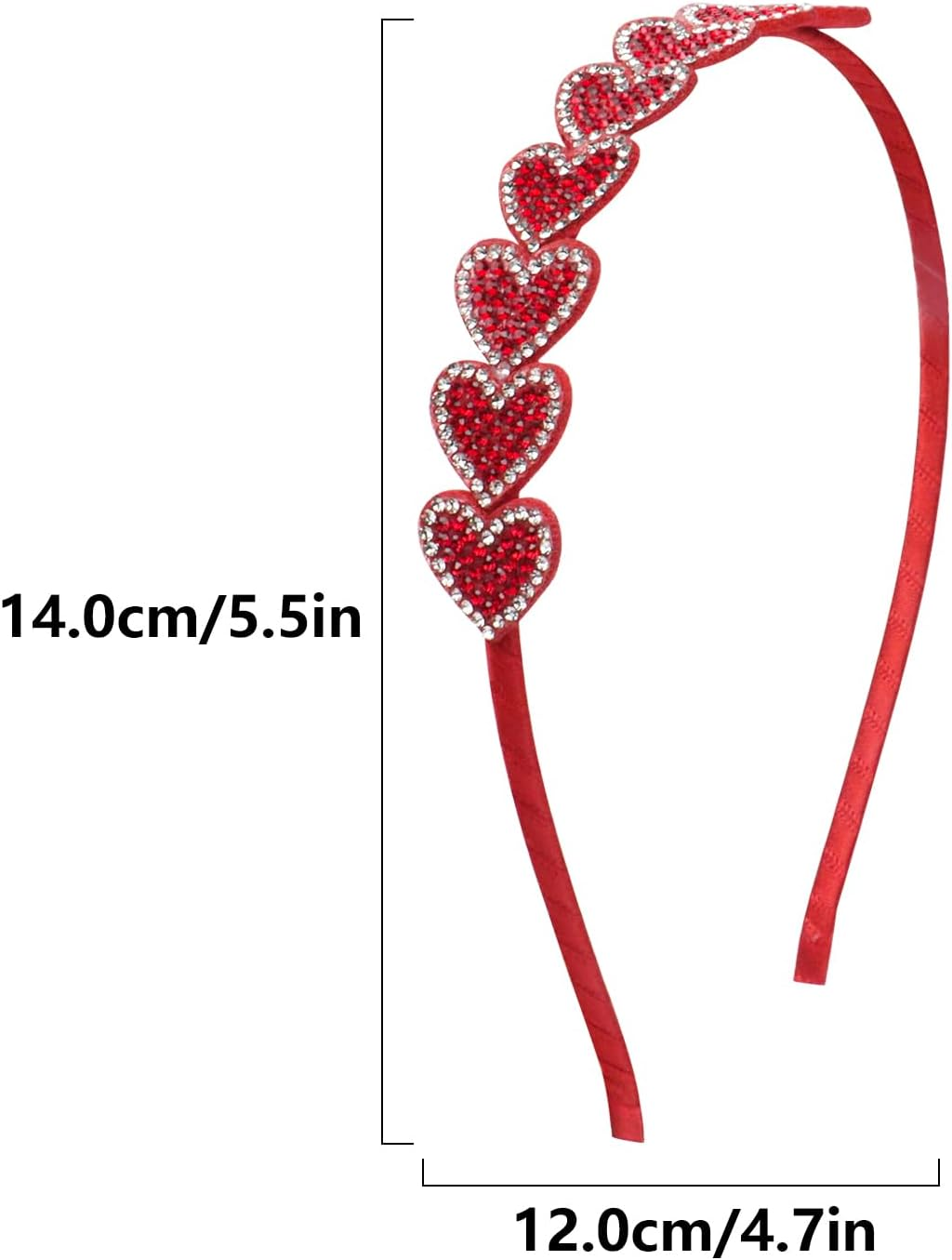 Red Sequin Heart Headbands, Pearl Heart Headband Glitter Love Heart Sequins Headband Pearl Hair Accessories for Valentine'S Day Wedding Birthday - Pink image number 6