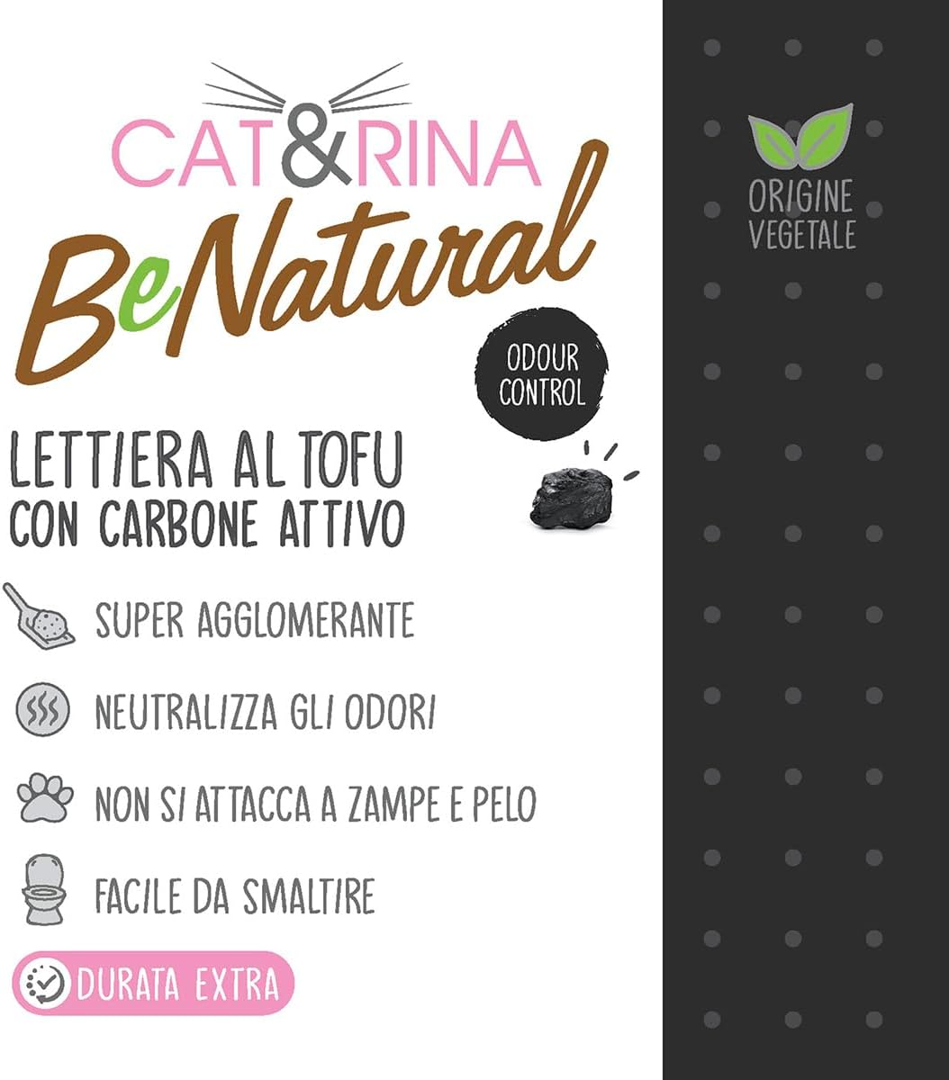 Cat&Rina Benatural Tofu Vegetable and Strong Clumping Cat Litter. Biodegradable and Disposable in the Toilet. up to 60 Days of Use. Maxi Format Aktivhole, 10L image number 4