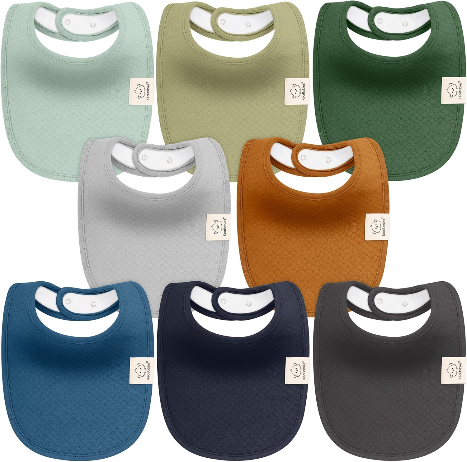 8-Pack Organic Baby Bibs for Girls, Boys - Quilted Cotton Cloth Baby Drool Bibs for Drooling and Teething Toddler, Newborn Dribble Cloth, Infant, Soft & Super Absorbent (Dawn)