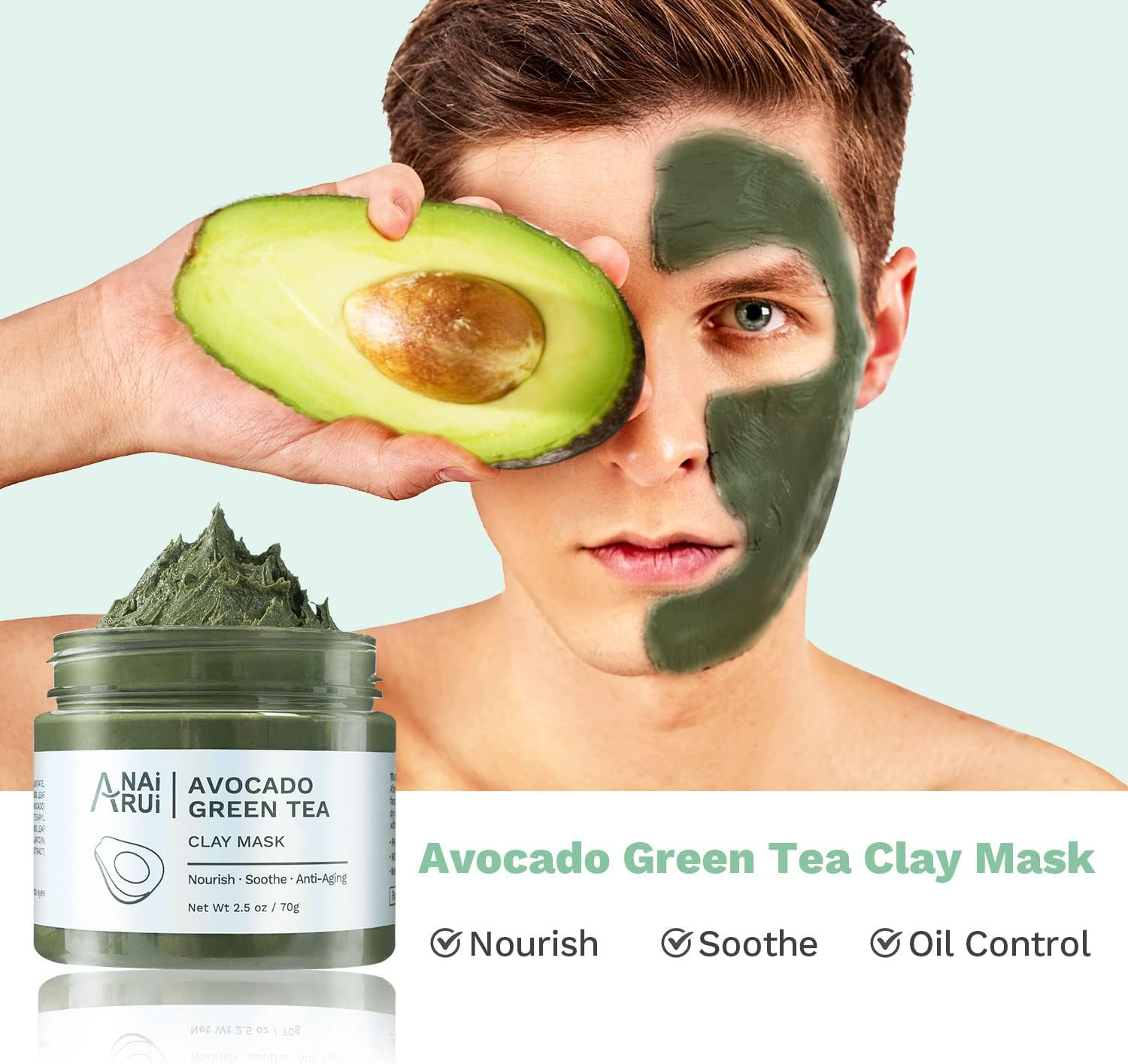 ANAI RUI Turmeric Vitamin C -Rose Facial Mask -Avocado Green Tea Mud Mask,Facial Mask Skincare for Deep Cleansing,Purify Pores, SPA Mask Set 2.5 Oz Each image number 5