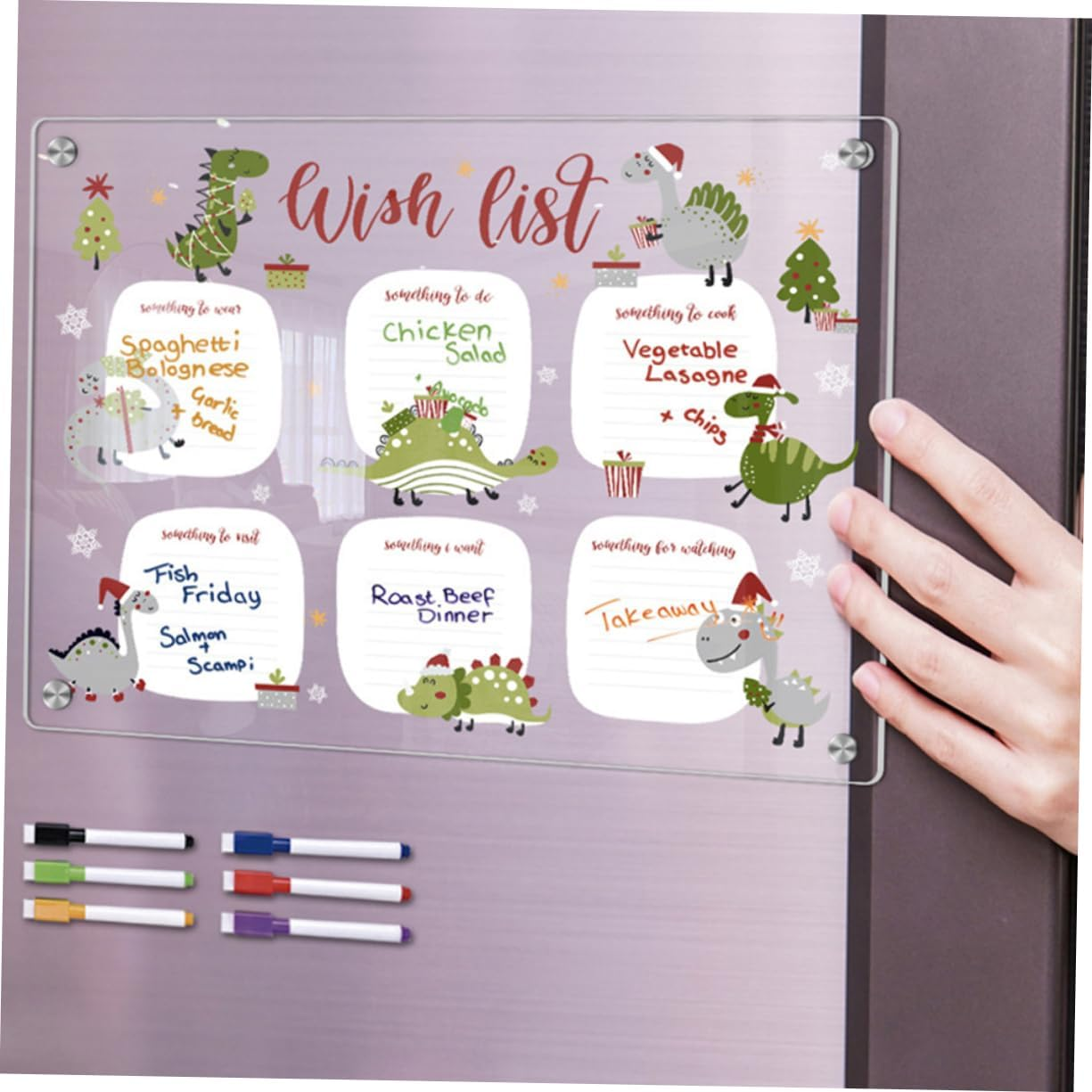 OHPHCALL Magnetic Dry Erase Board Acrylic Fridge Calendar Magnet Strip Easy Clean Whiteboard Eraser