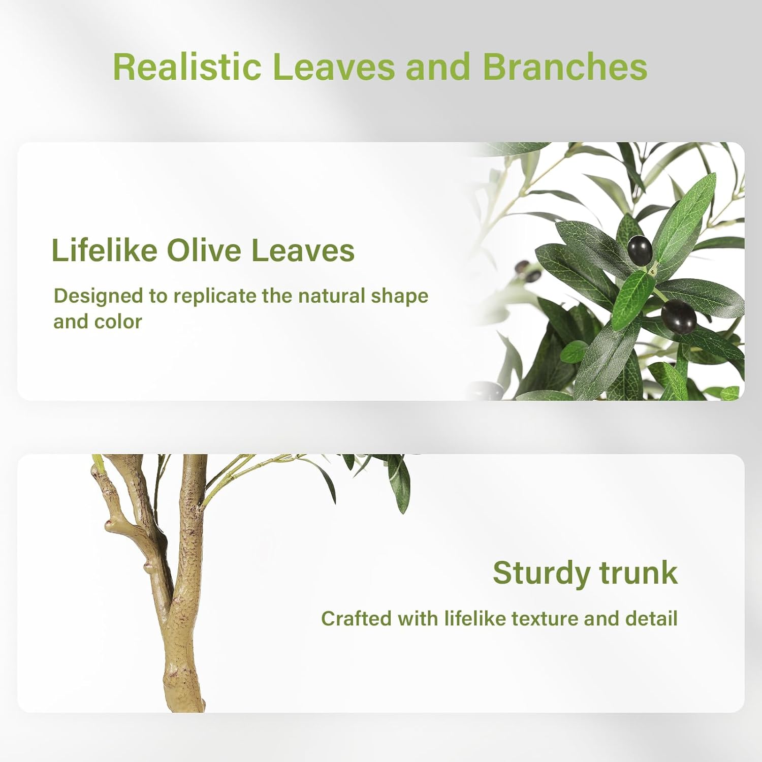 7Ft Olive Trees Artificial Indoor - Tall Faux Olive Tree 7 Feet (84") with Pot, Fake Plants Natural Branches and Realistic Leaves Olive Silk Tree for Home Office Decor image number 4