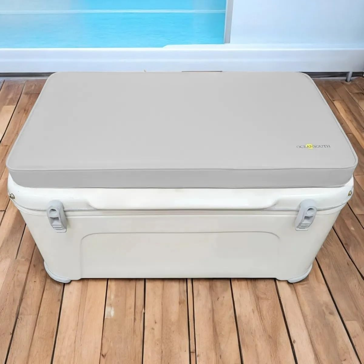 Oceansouth Cooler/Ice Box Cushion Marine Grade Vinyl with Velcro Strips (Grey, Width 380Mm X Length 730Mm) image number 5