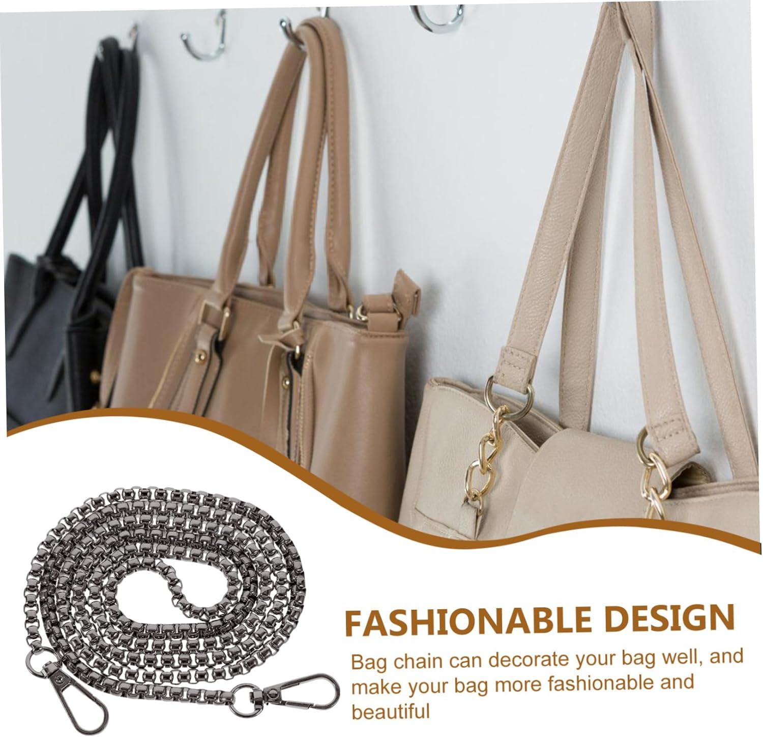 Removable Metal Purse Chain for DIY Handbag Replacement Shoulder Bag Strap Stylish Bag Decoration for Women Present Occasion - Silver image number 4