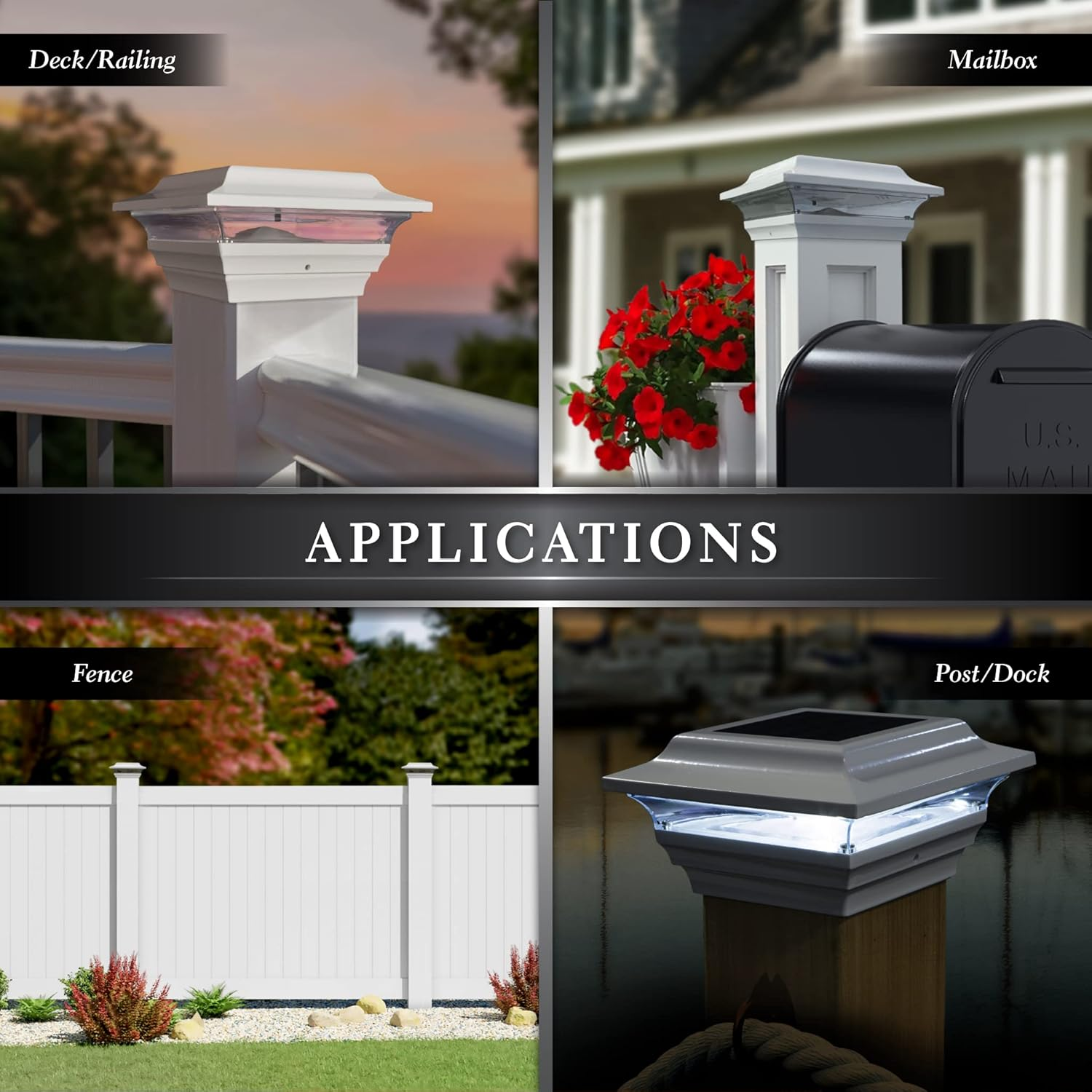 Classy Caps SL211W 4X4 Imperial Solar Post Cap - 2 Pack, White &ndash; High-Performance LED Lights, Durable Cast Aluminum, Warm and Cool Light Modes, Fits 4"X4" or 3.5"X3.5" Posts, Ideal for Decks, Fences image number 4