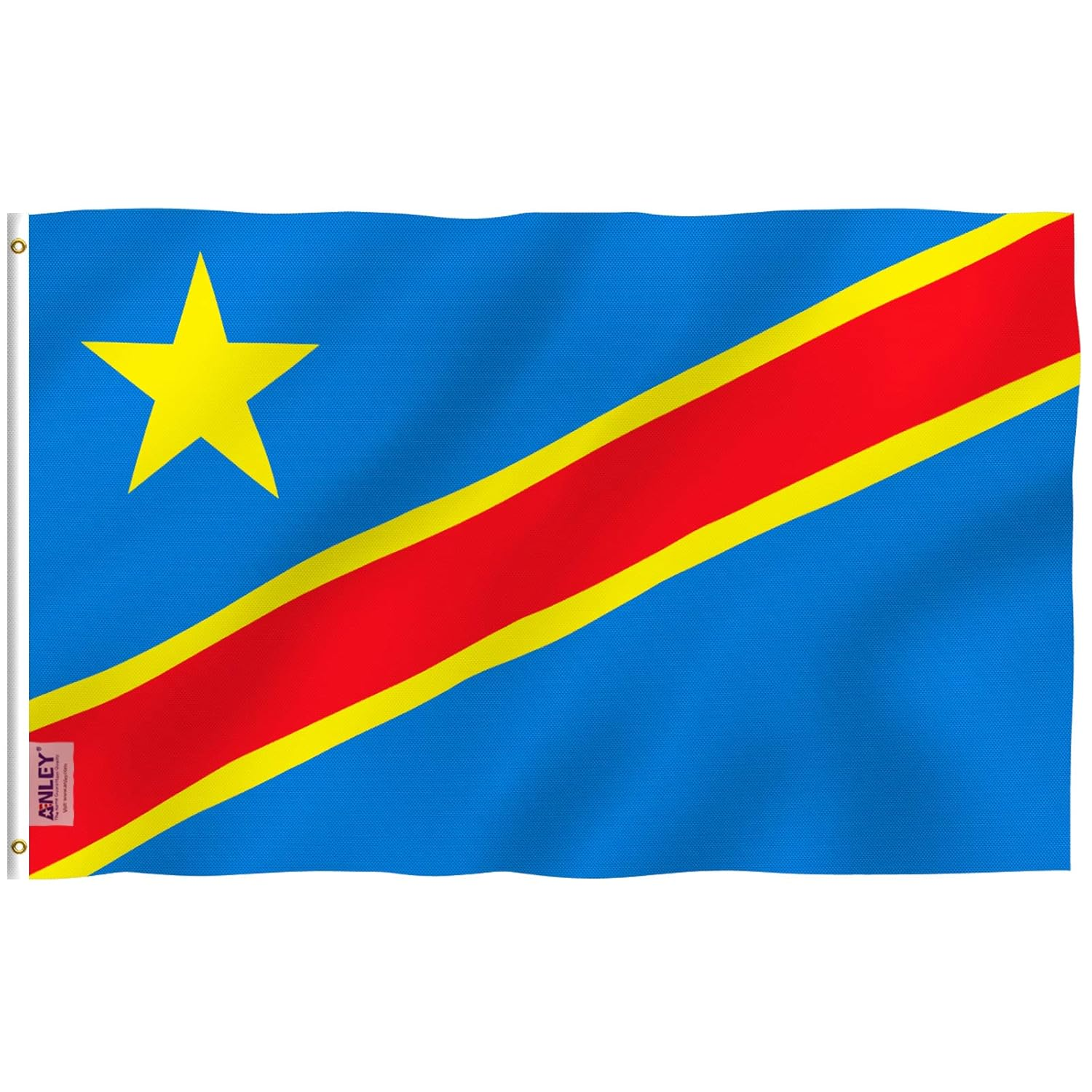 ANLEY Fly Breeze 3X5 Feet Democratic Republic of the Congo Flag - Vivid Color and UV Fade Resistant - Canvas Header and Double Stitched - Congo-Kinshasa Flags Polyester with Brass Grommets 3 X 5 Ft image number 5